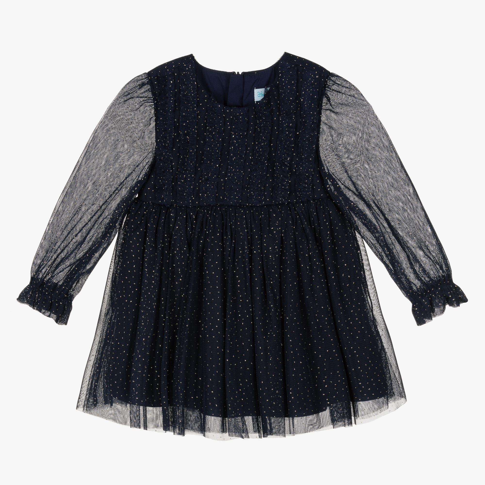 Abel & Lula Girls Blue & Gold Glitter Tulle Dress