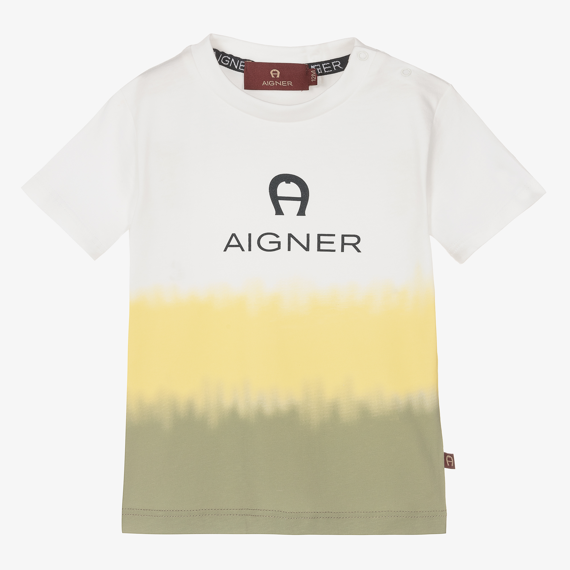 AIGNER Baby Boys White Yellow Logo T Shirt