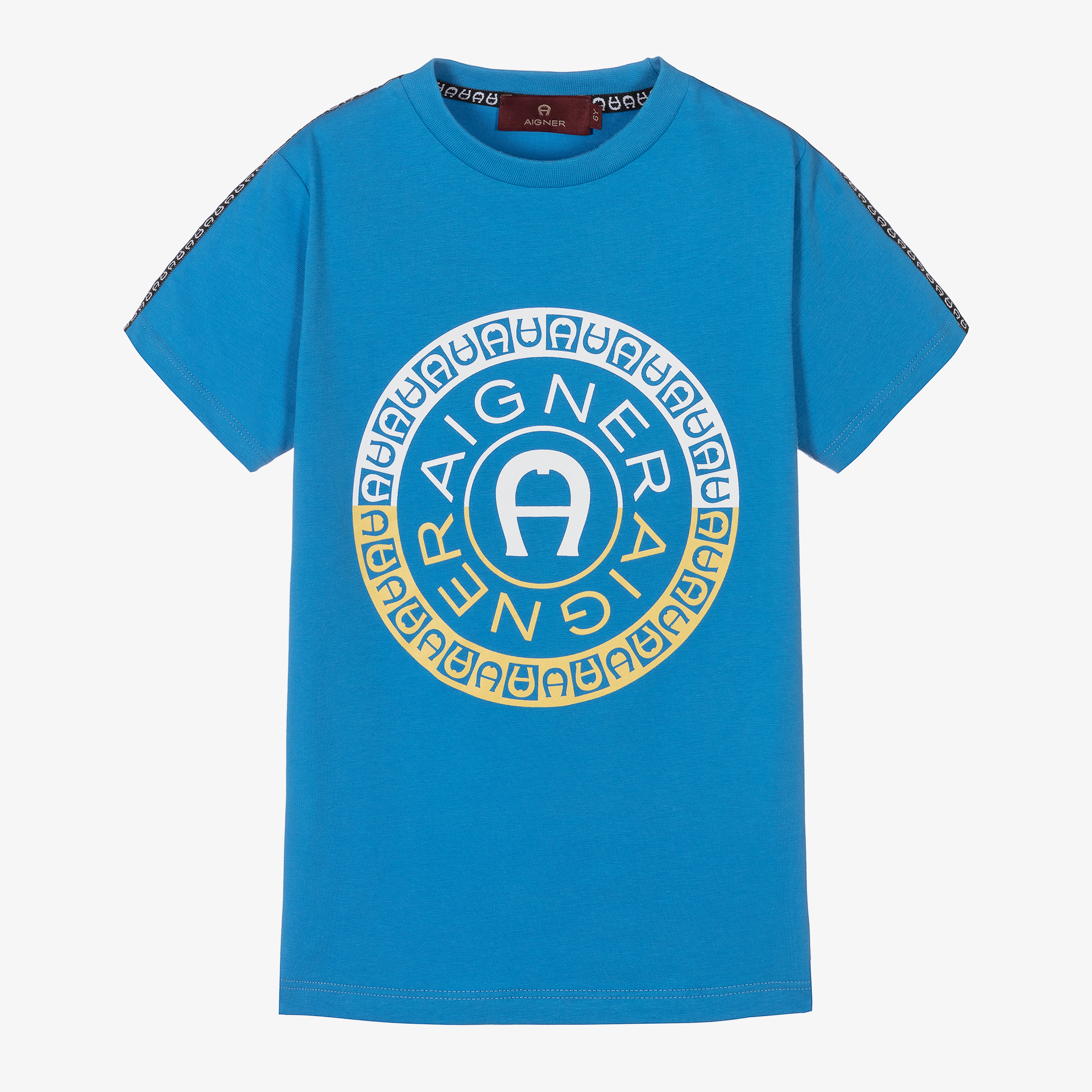 AIGNER Boys Blue Cotton Logo T Shirt