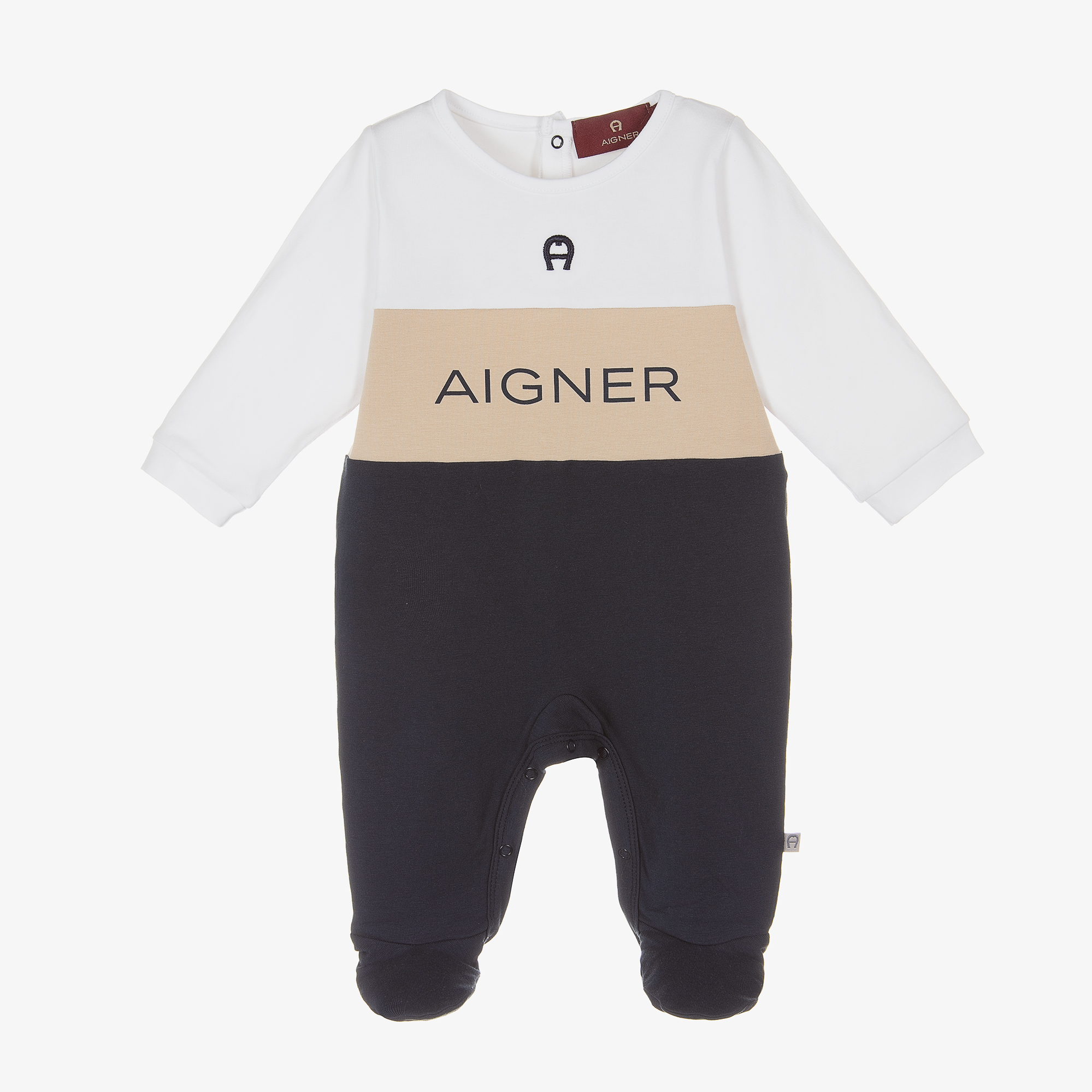 AIGNER Boys Blue Pima Cotton Babygrow Childrensalon Outlet