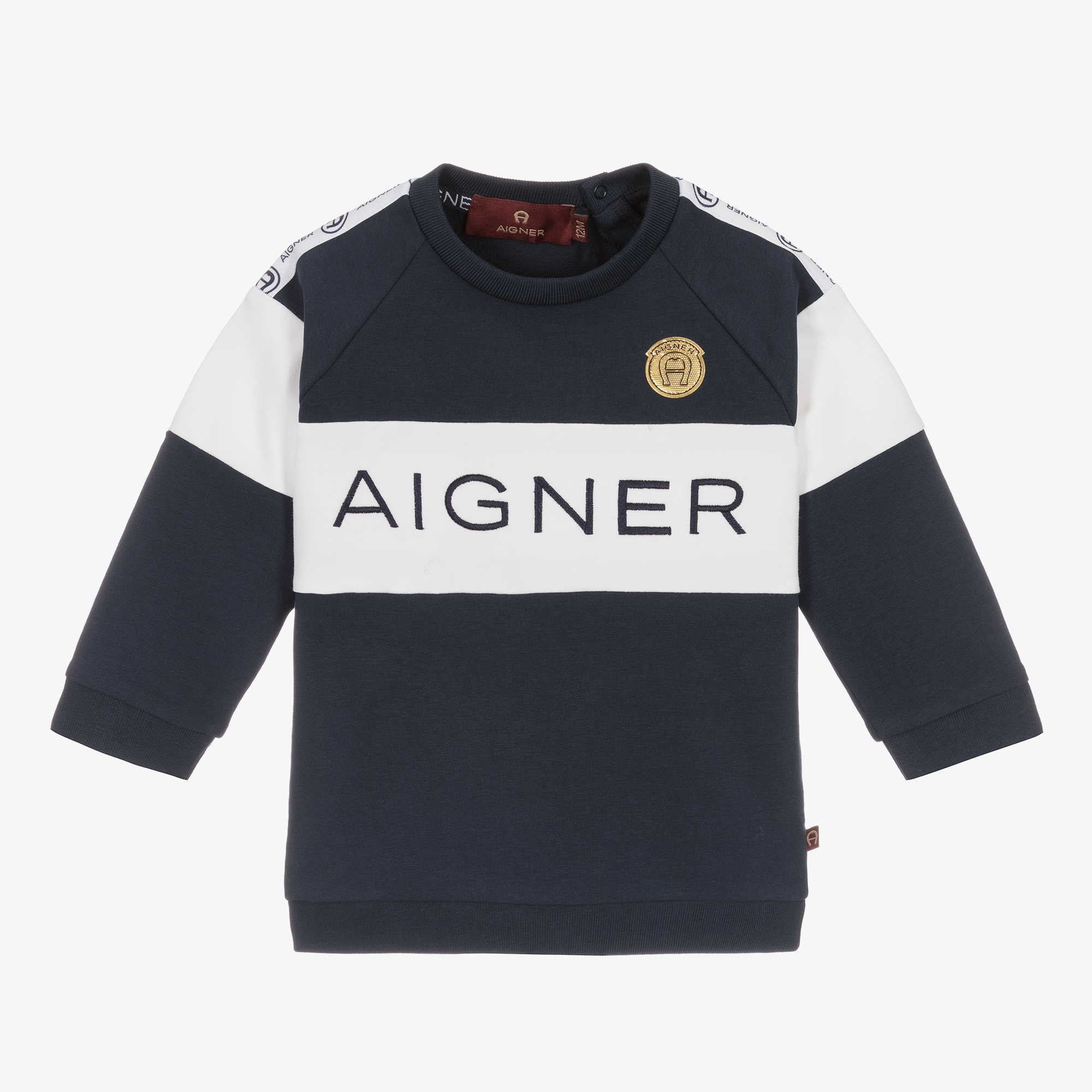 AIGNER Boys Blue White Stripe Sweatshirt Childrensalon Outlet