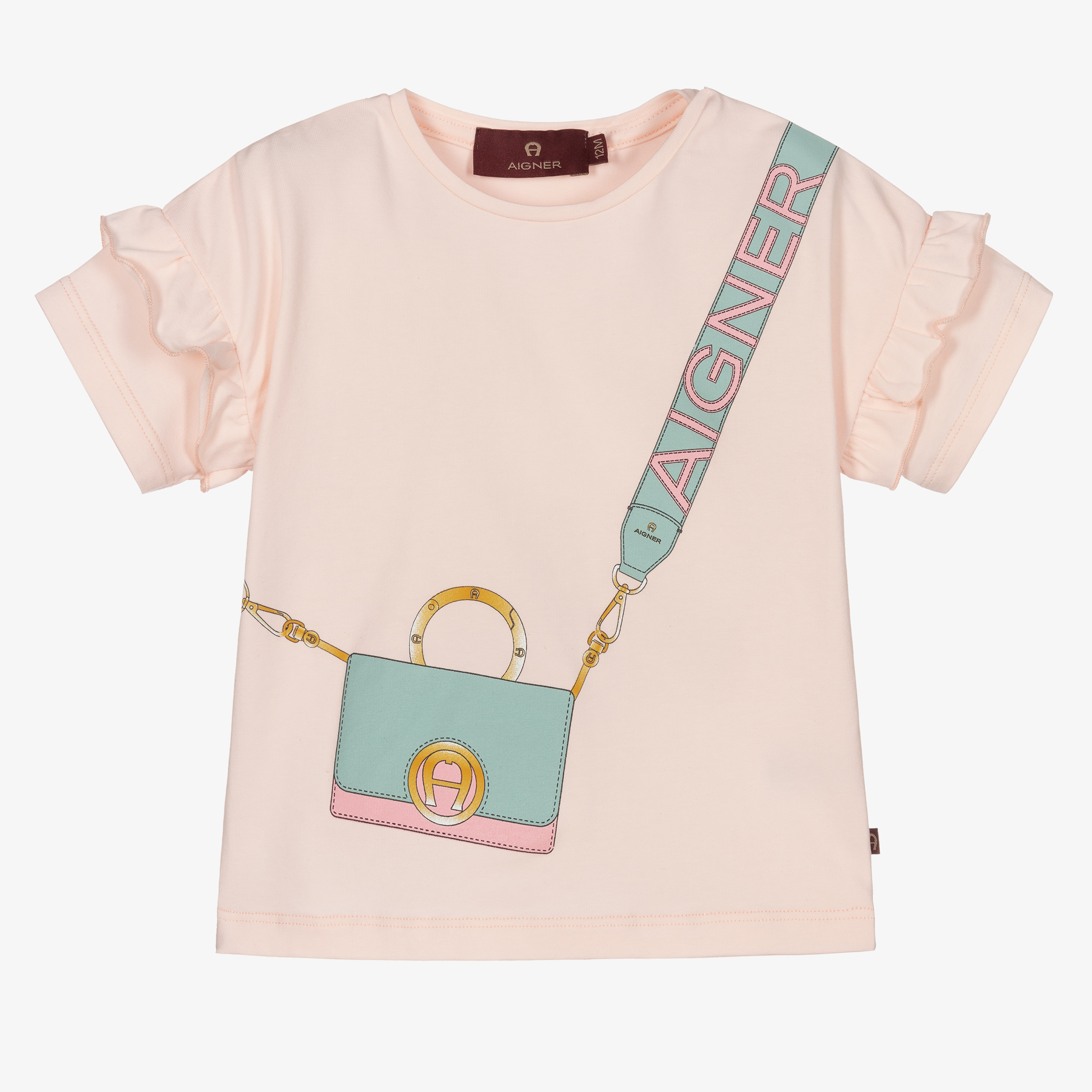 AIGNER Pink Bag Print Baby T Shirt