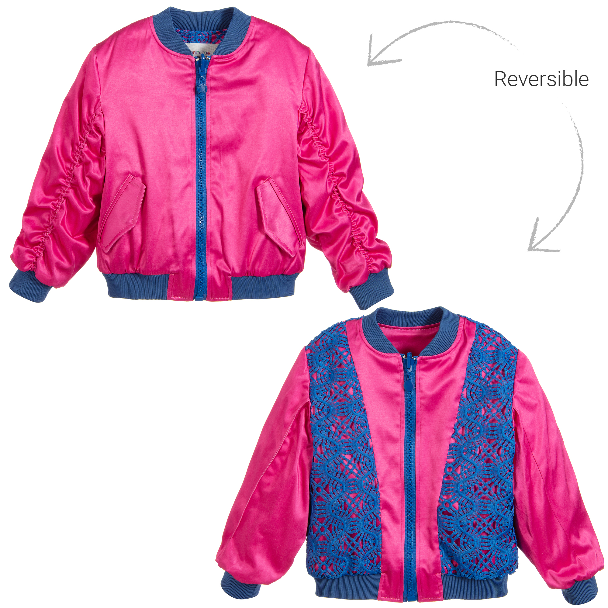 Jackets Bambina P. LILY ST WARM REVERSIBLE Corto BLUE DEPTH - PINK