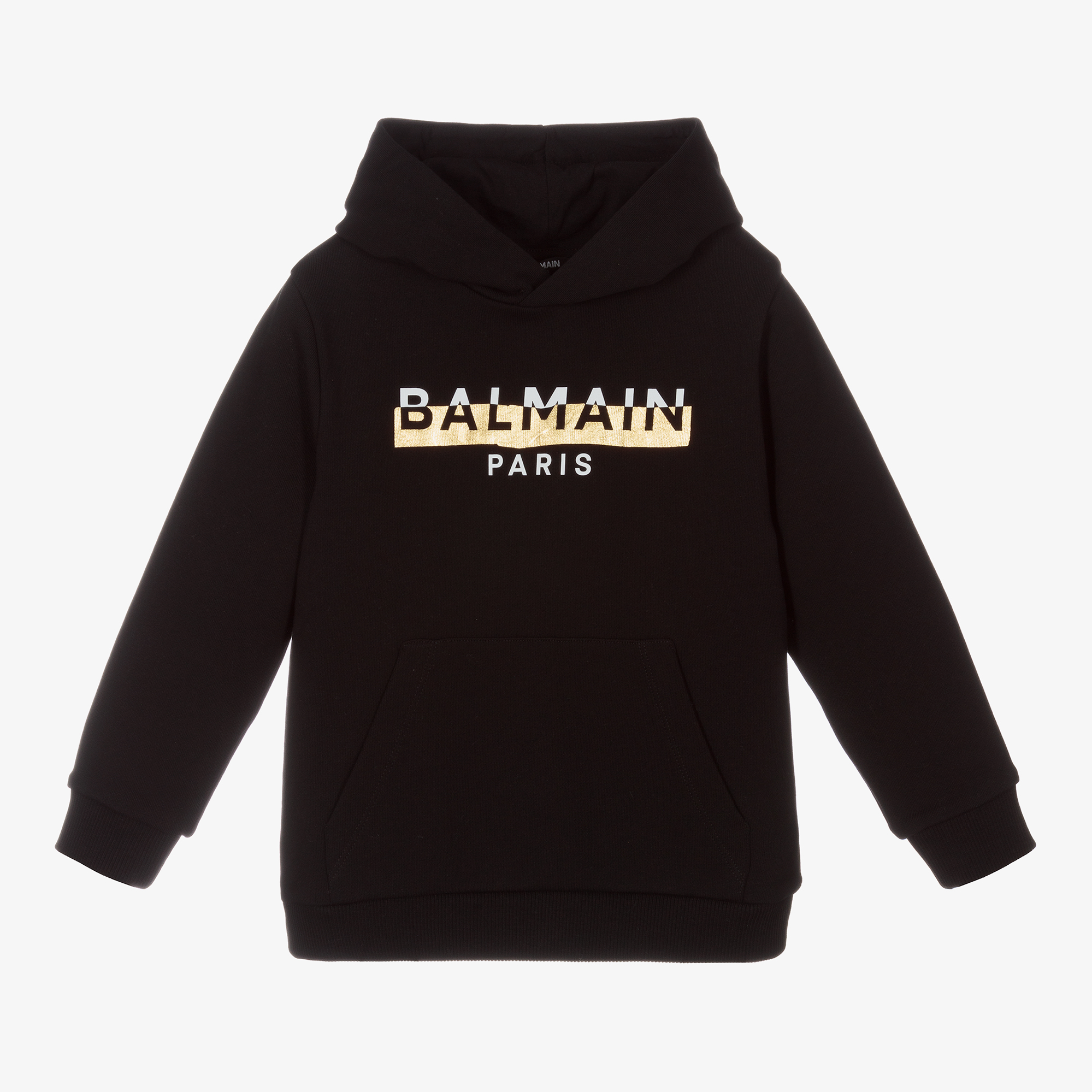 Balmain Black Cotton Logo Hoodie