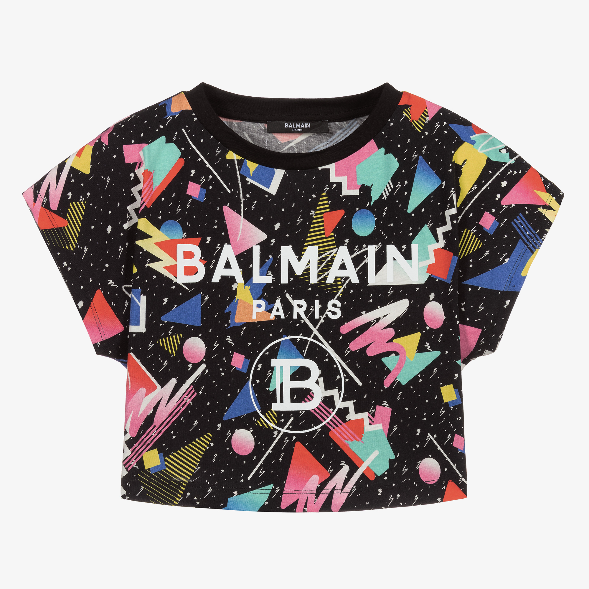 Balmain Teen Black Cropped T-Shirt