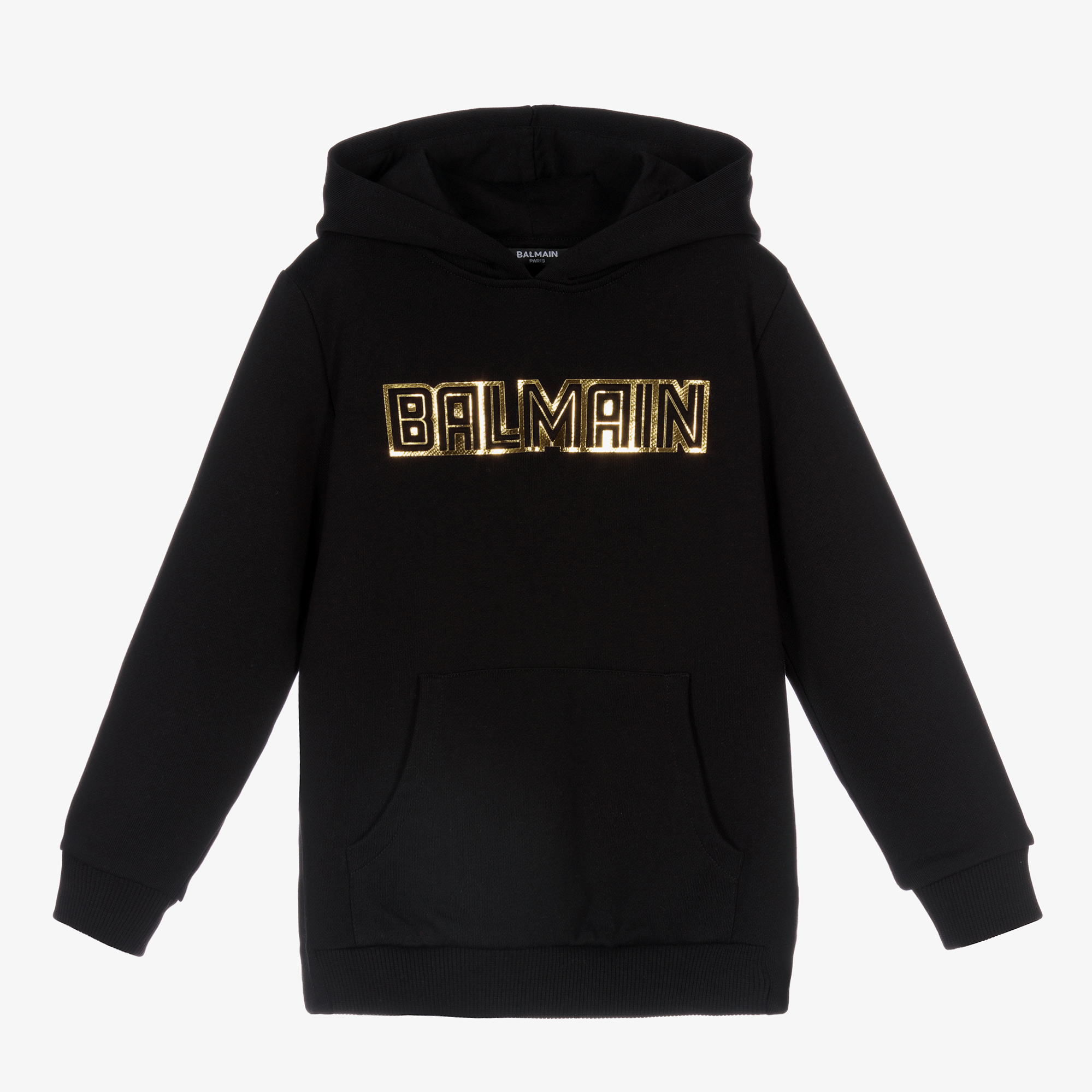 Balmain Teen Black Gold Logo Hoodie Childrensalon Outlet