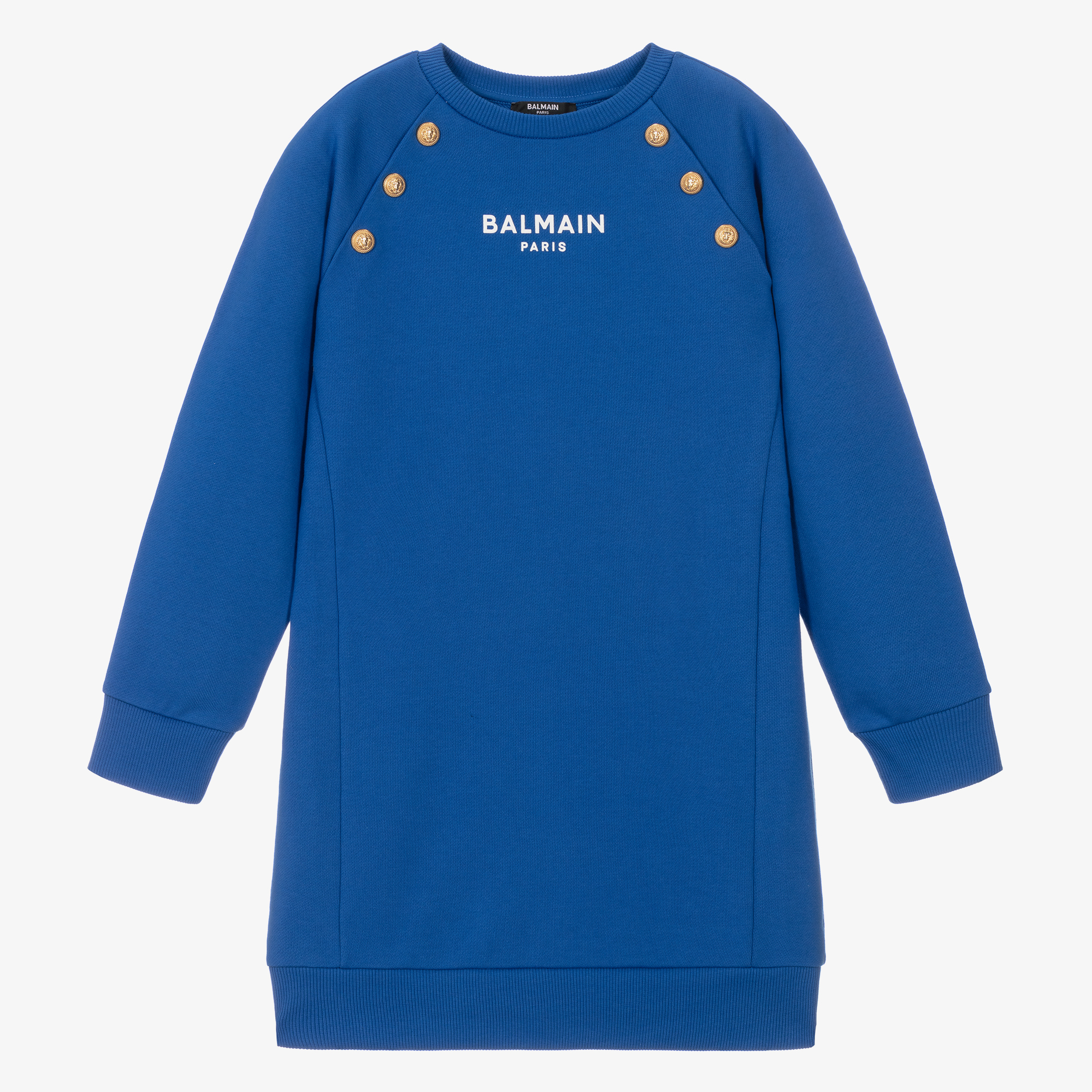 Balmain - Teen Girls Blue Cotton Logo Sweatshirt Dress