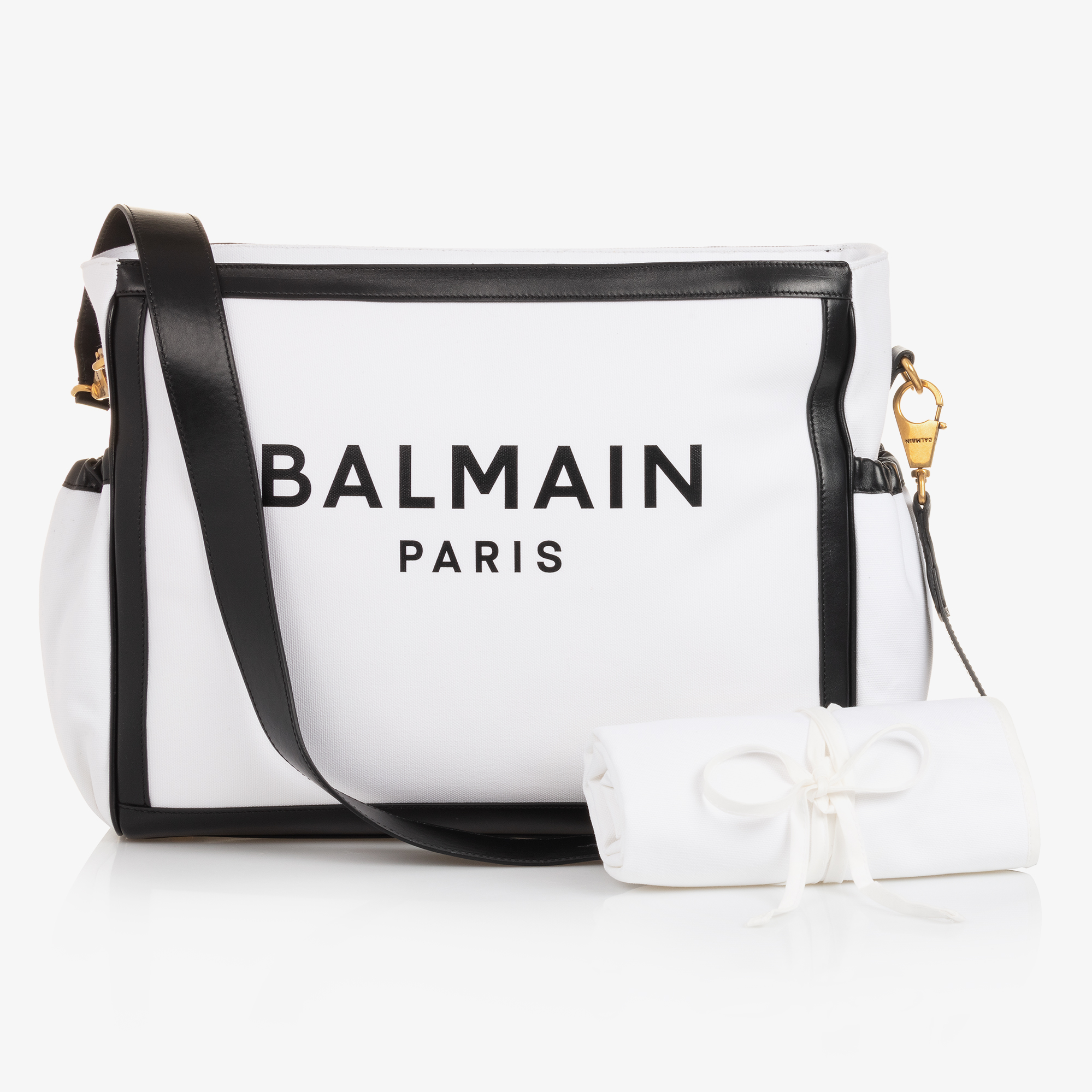 Balmain White Black Baby Changing Bag 43cm