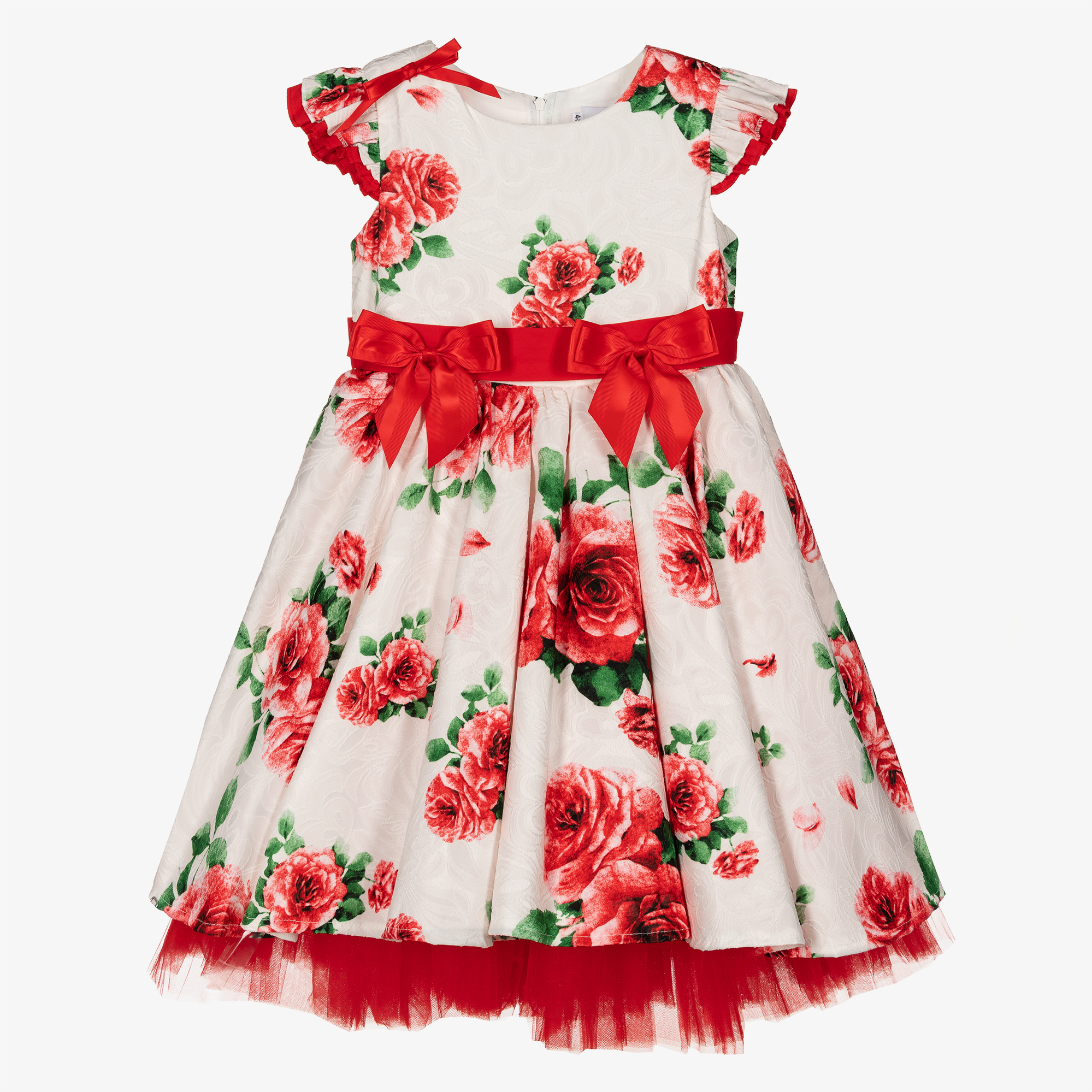 White frock with red hot sale flowers