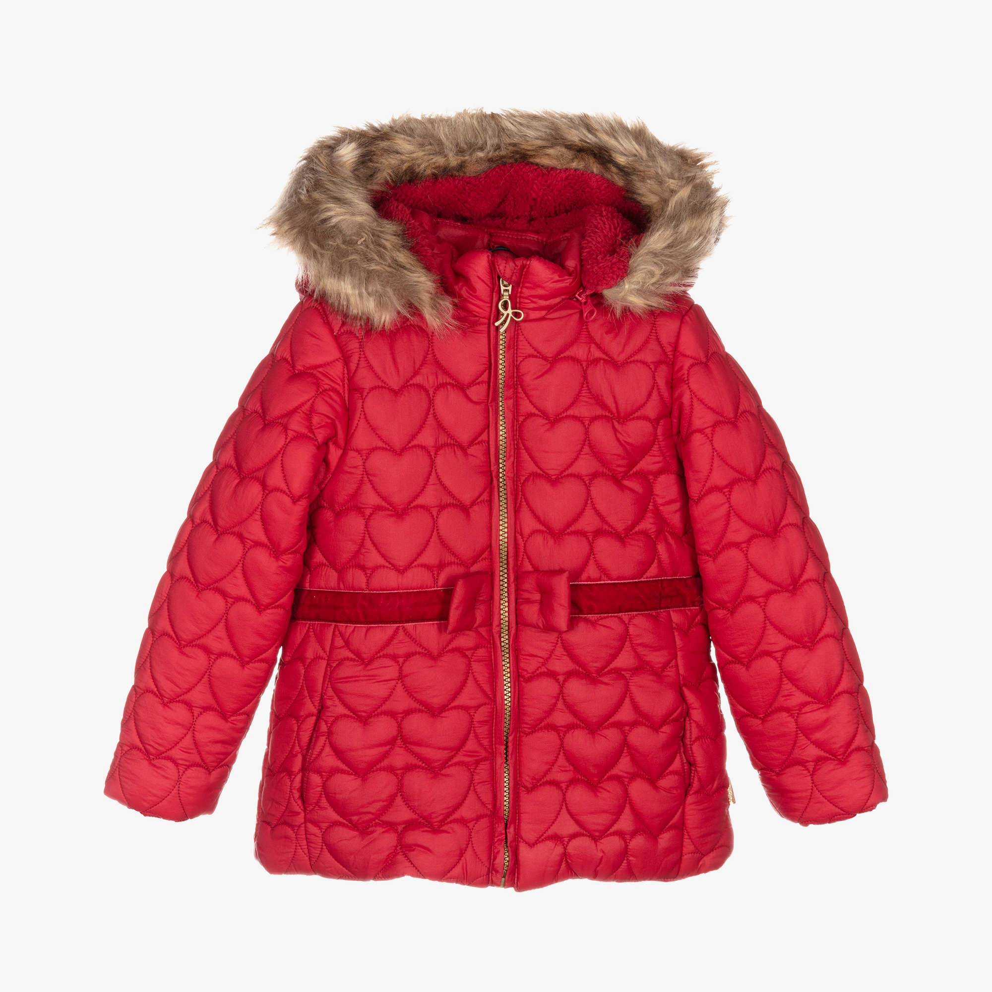 Boboli - Manteau à capuche rouge Cœur | Childrensalon Outlet