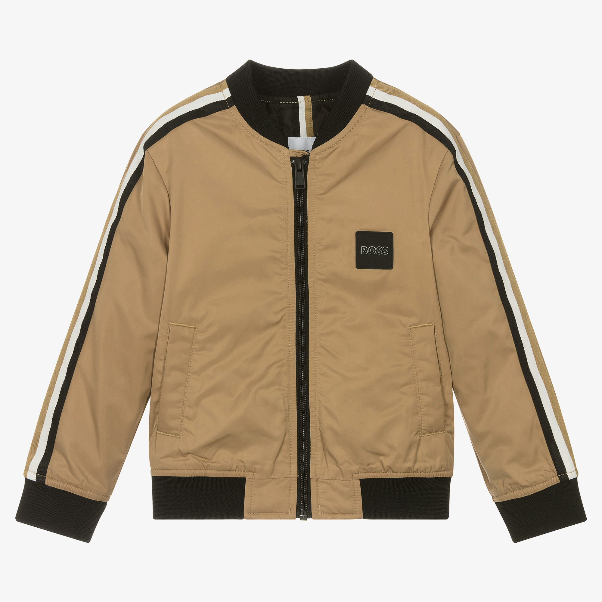 BOSS Boys Beige Water-Repellent Bomber Jacket