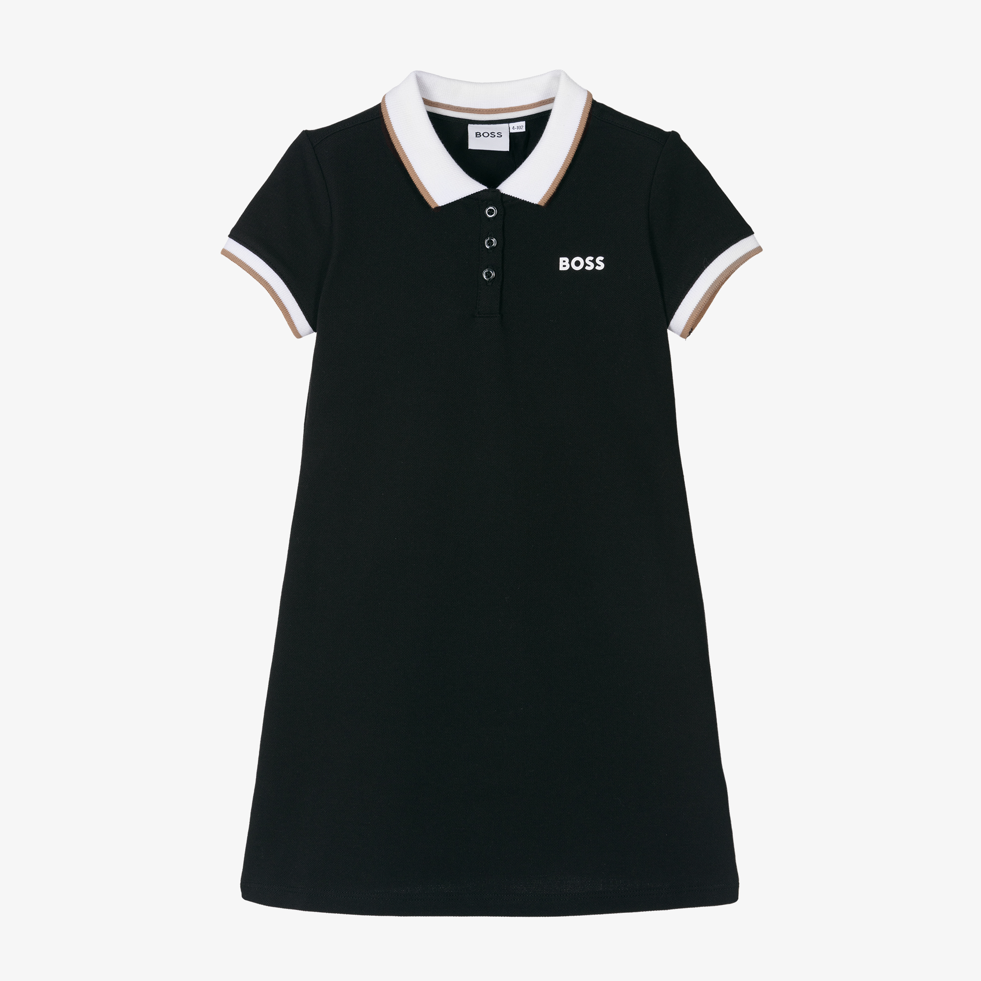 BOSS Girls Black Cotton Polo Dress