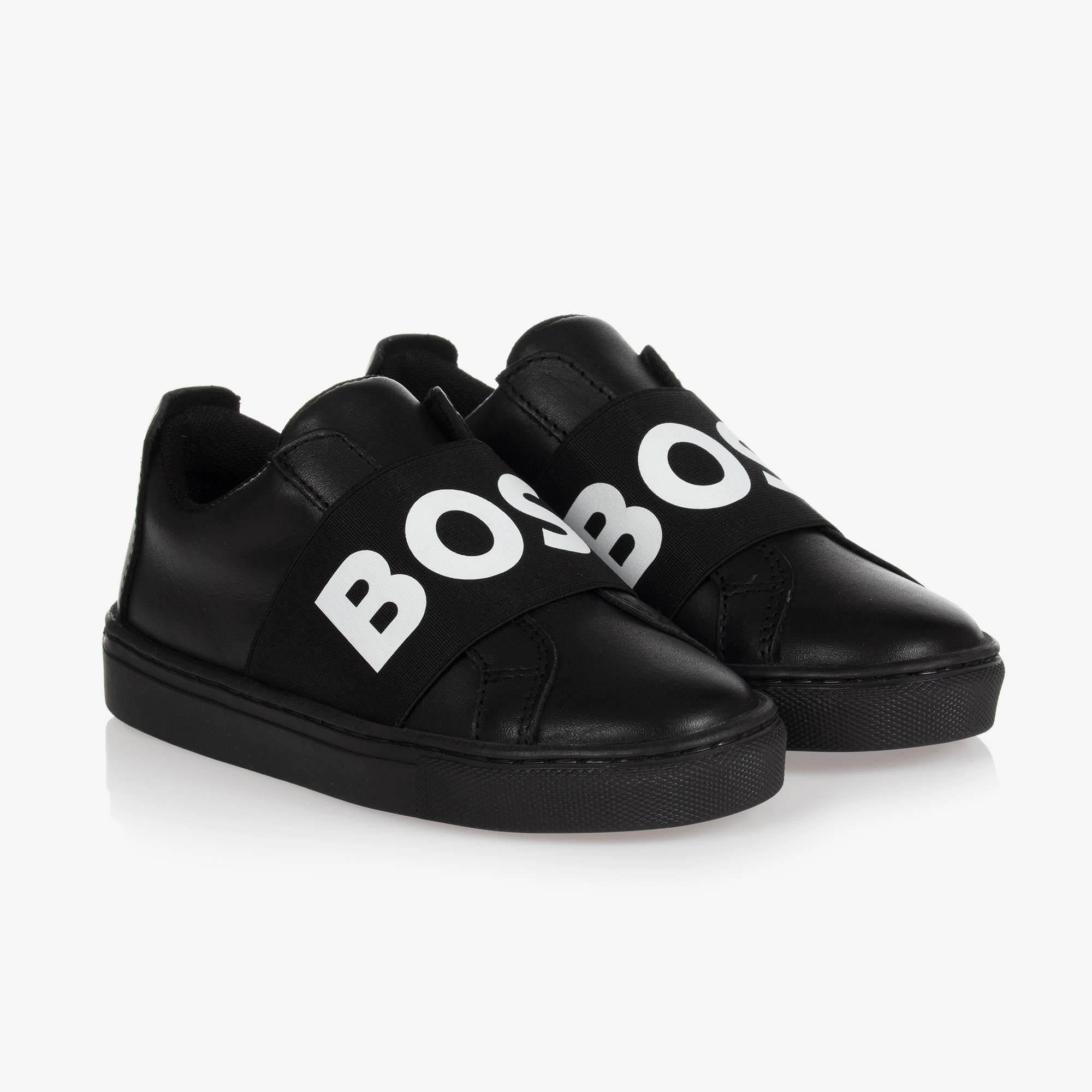 BOSS Teen Boys Black Logo Trainers