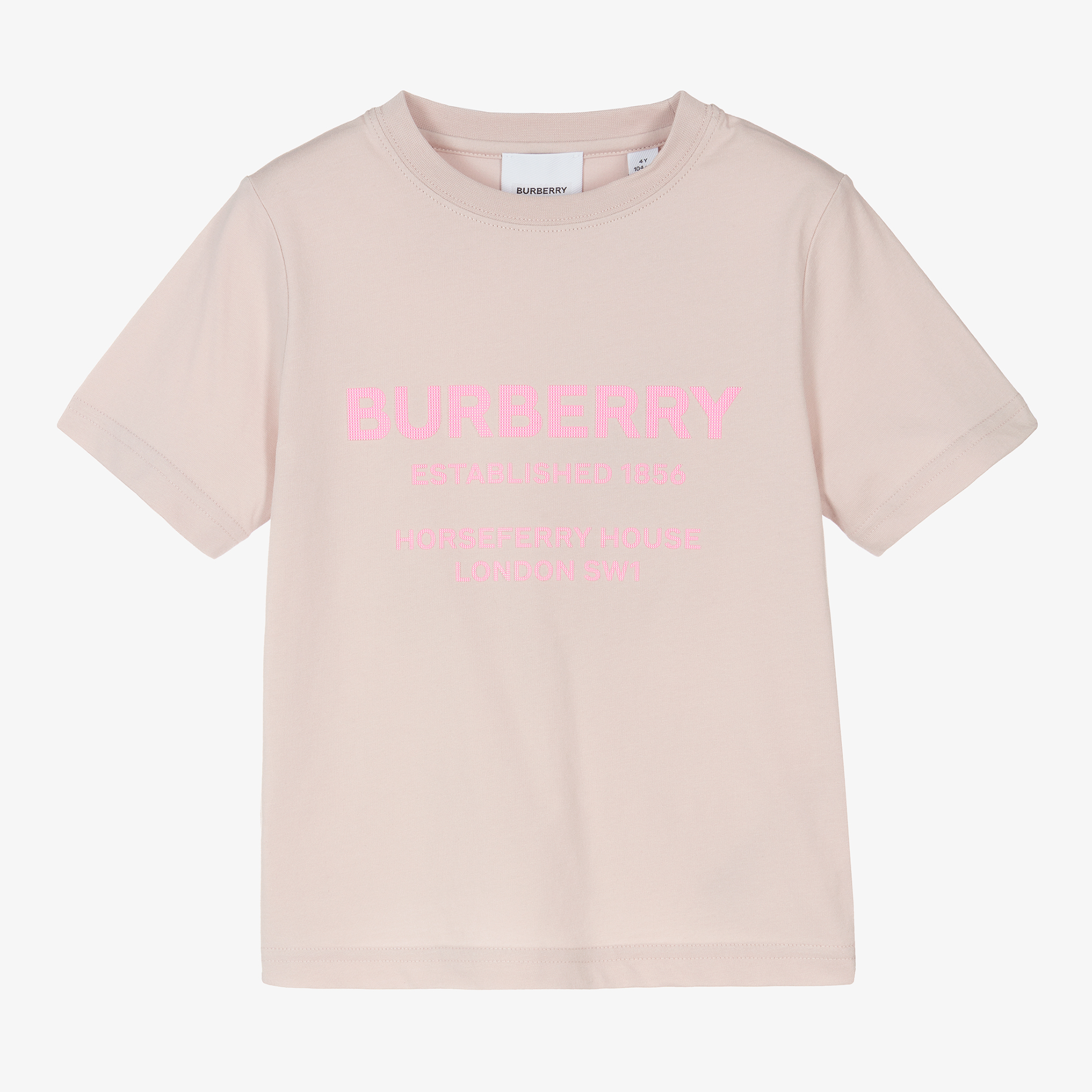 Burberry Girls Pink Cotton Logo T-Shirt