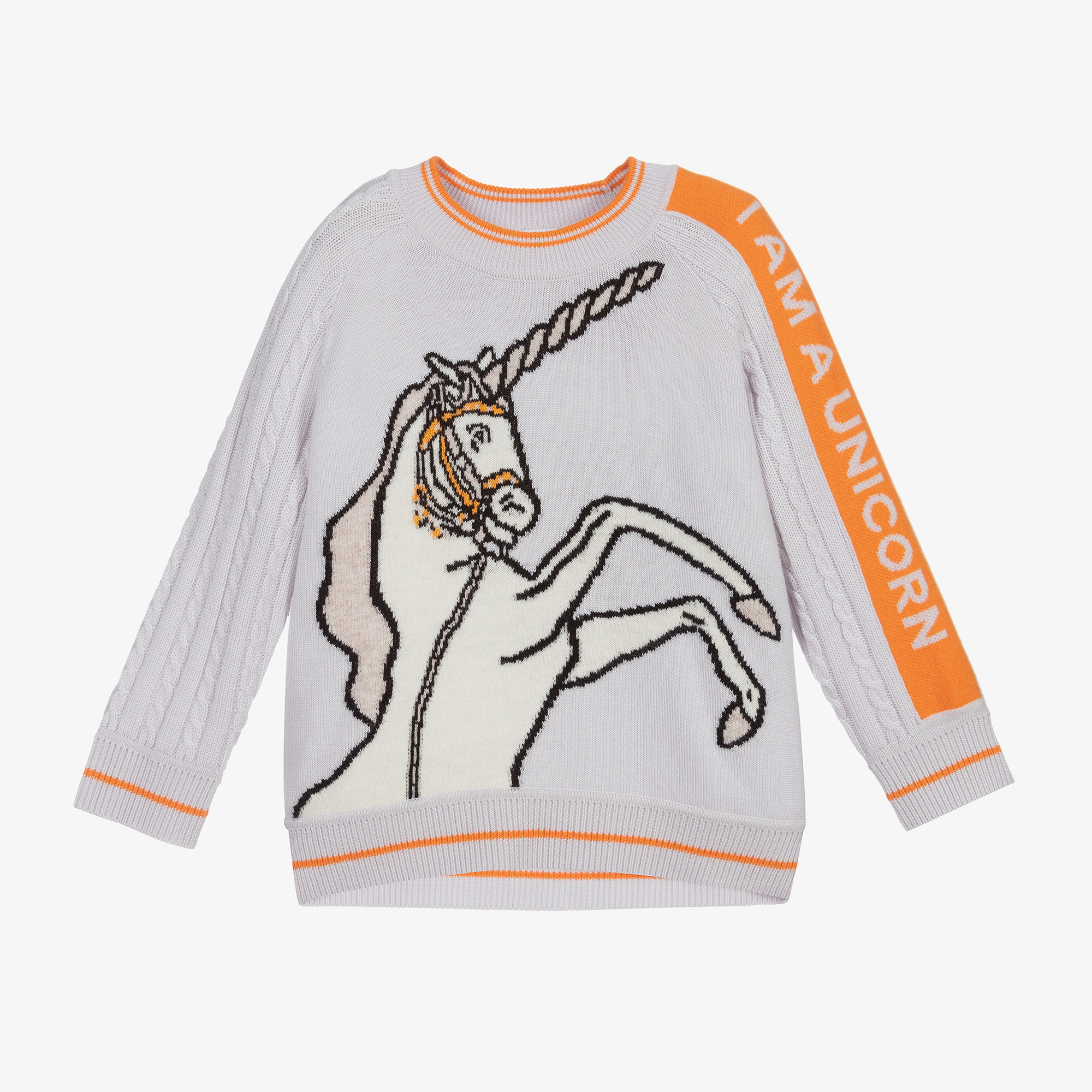 Burberry Grey Wool Unicorn Sweater Childrensalon Outlet