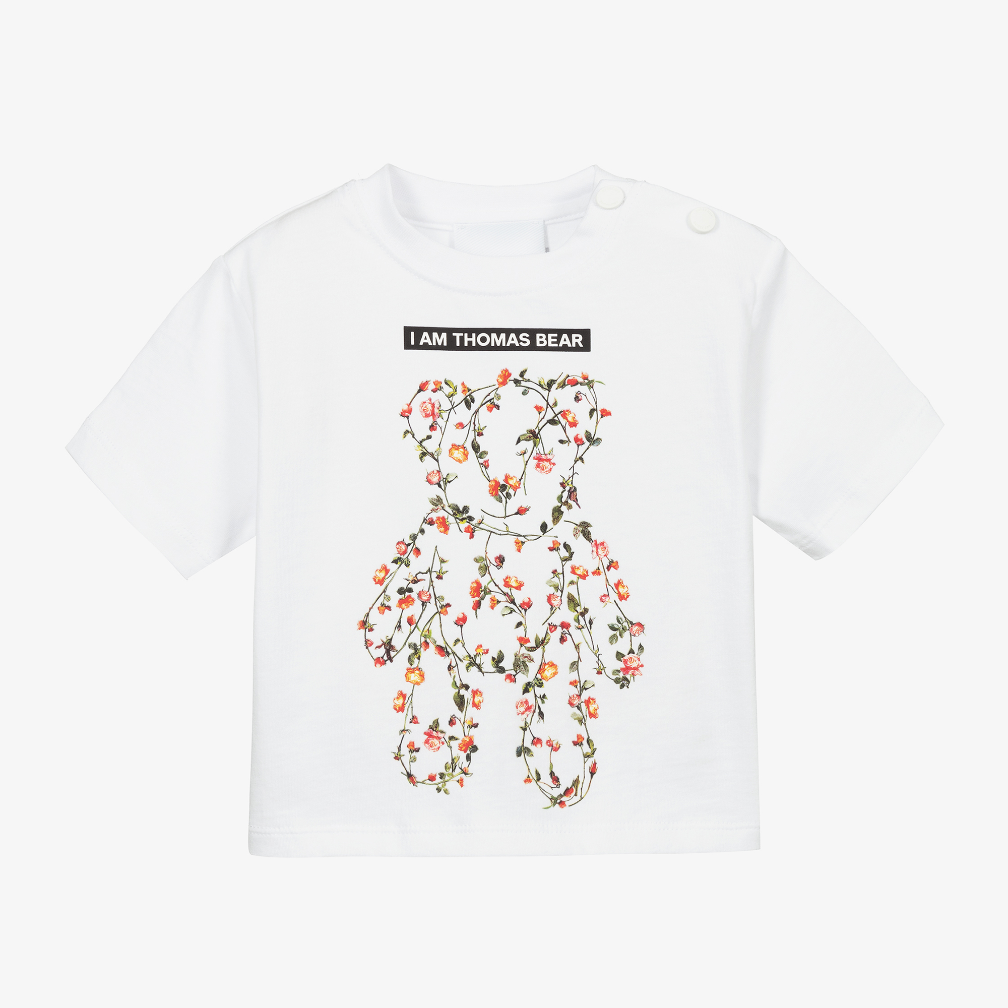 Burberry - White Cotton Bear Baby T-Shirt | Childrensalon Outlet