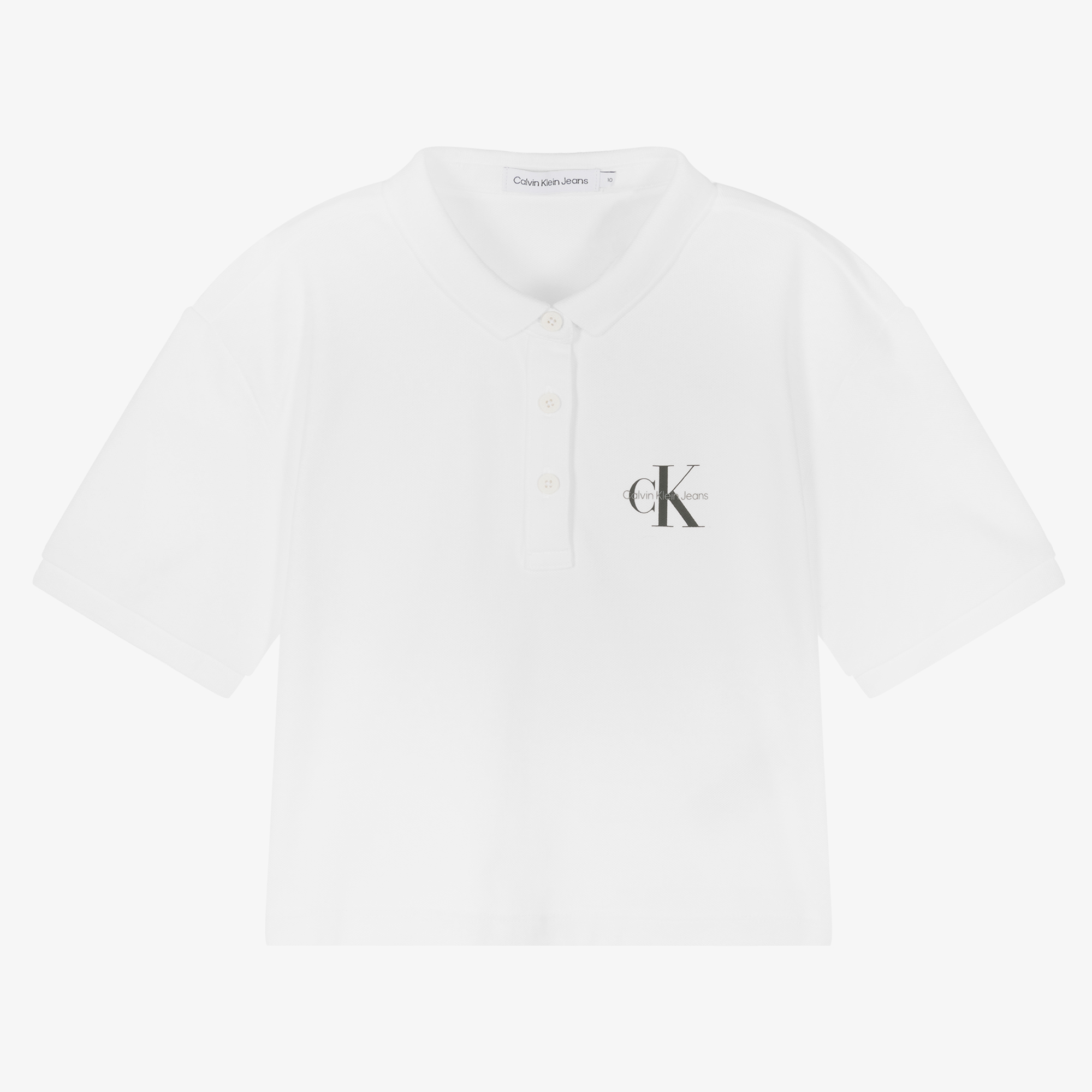 Calvin Klein Jeans Girls White Cotton Polo Shirt