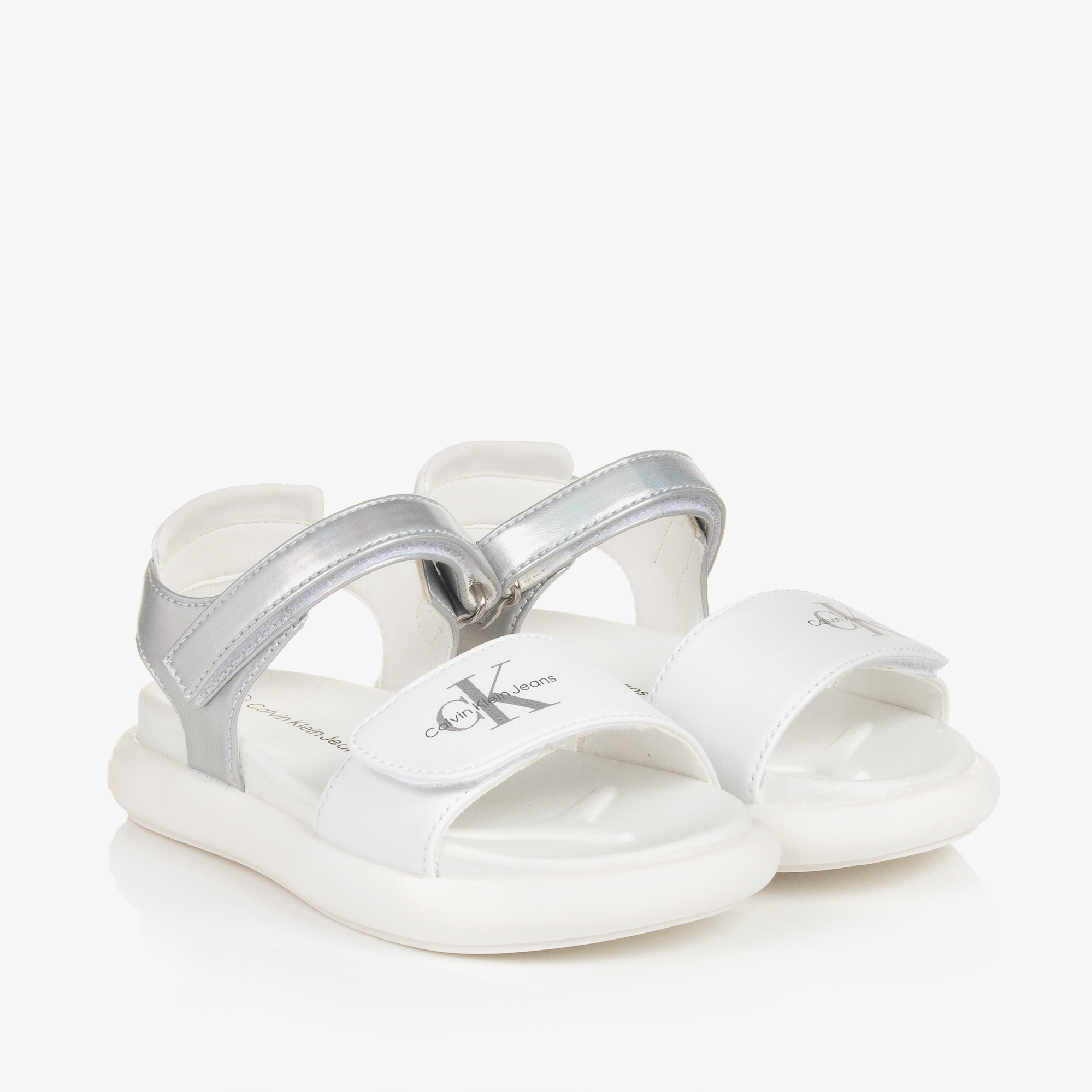 Calvin klein black and white sandals best sale