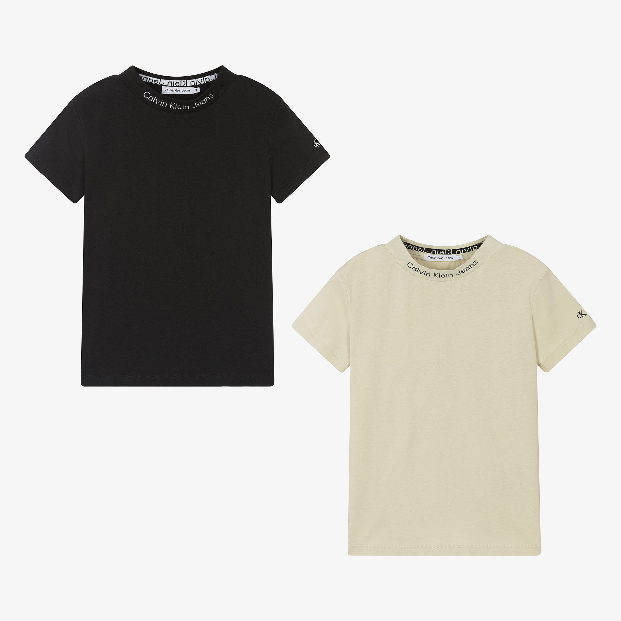 Calvin Klein Teen Boys Beige Black T Shirts 2 Pack Childrensalon Outlet