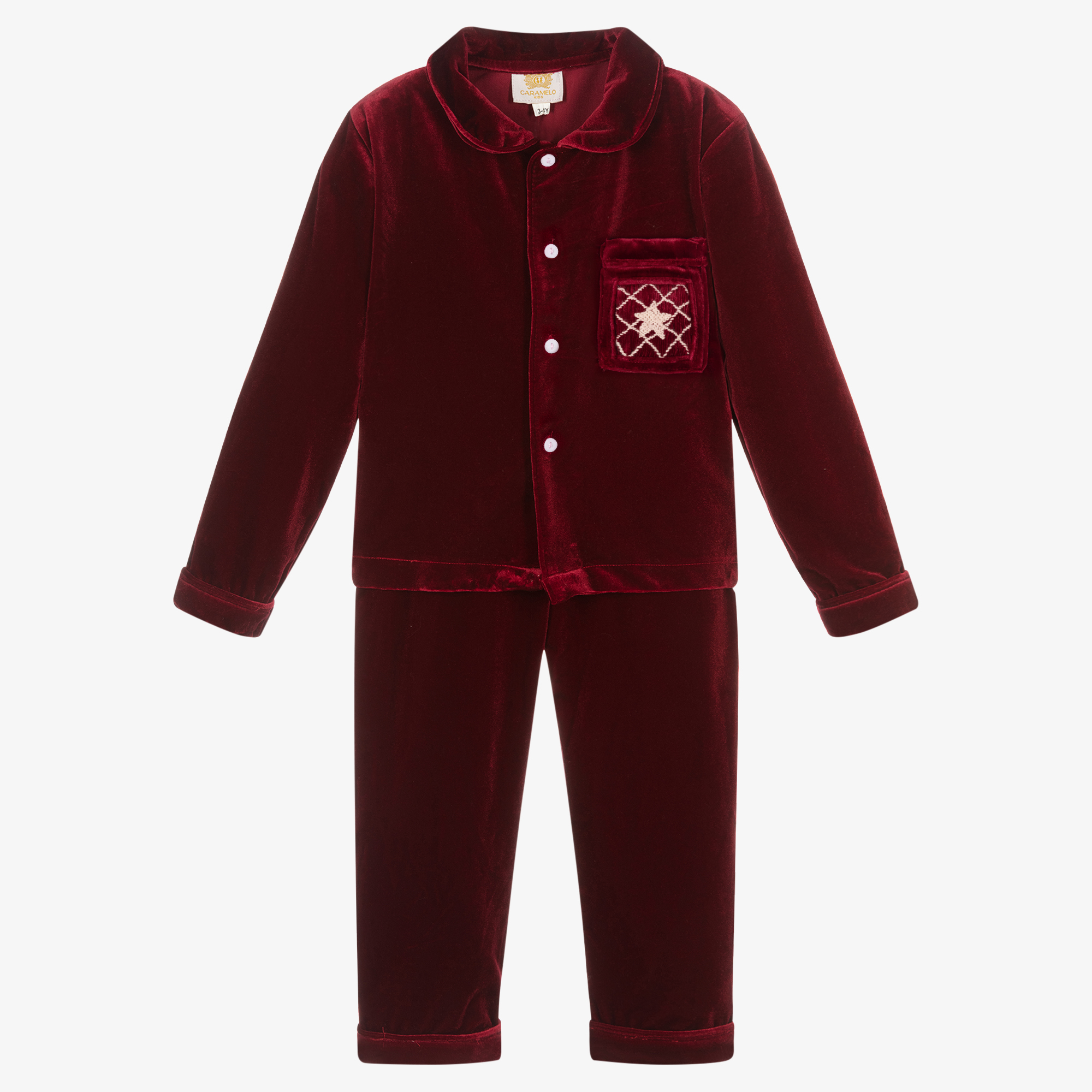 Caramelo Kids Boys Red Star Velour Pyjamas Childrensalon Outlet