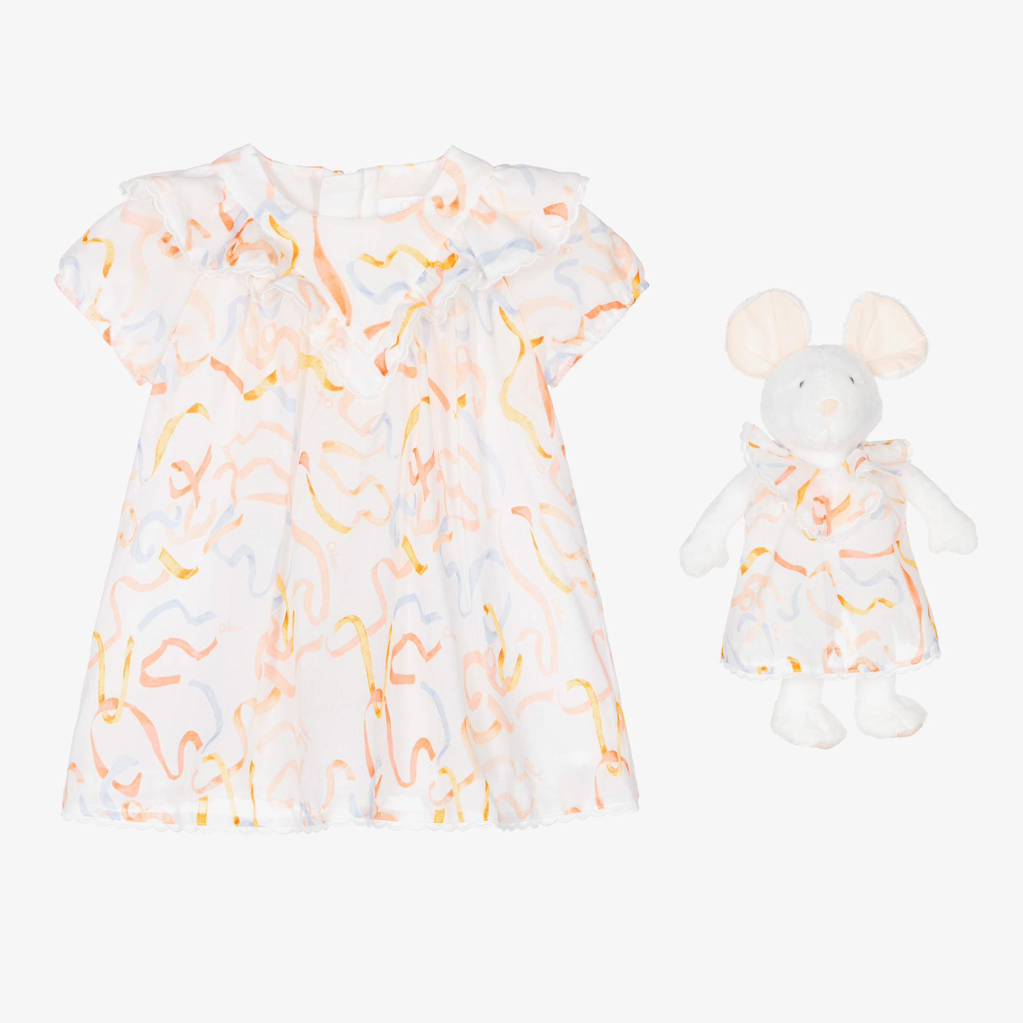 Chloé - Baby Dress & Mouse Toy Gift Set | Childrensalon Outlet