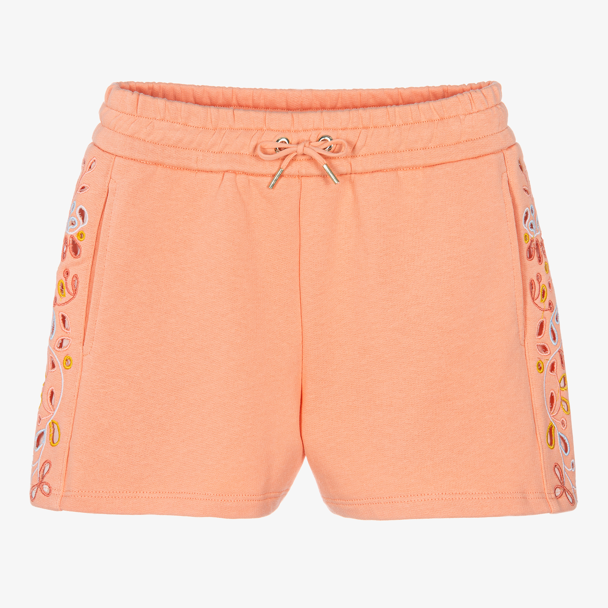 Coral orange short shorts