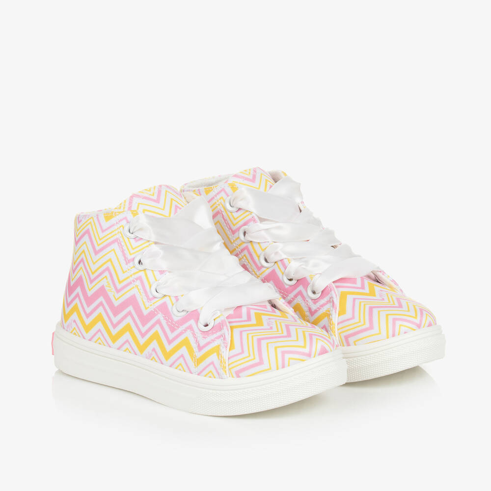 A Dee - Girls Pink High-Top Shell Trainers | Childrensalon