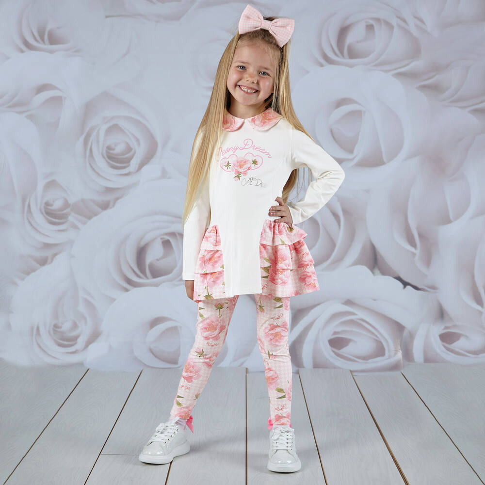 Allesgut Preteen Girls' Floral Leggings Multipack White for 11