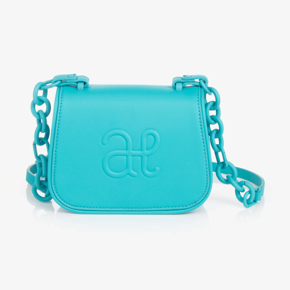 Abel & Lula - Girls Blue Monogram Shoulder Bag (18cm) | Childrensalon