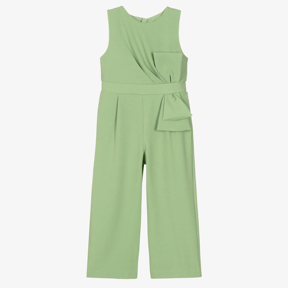 Abel & Lula - Girls Green Crêpe Jumpsuit | Childrensalon