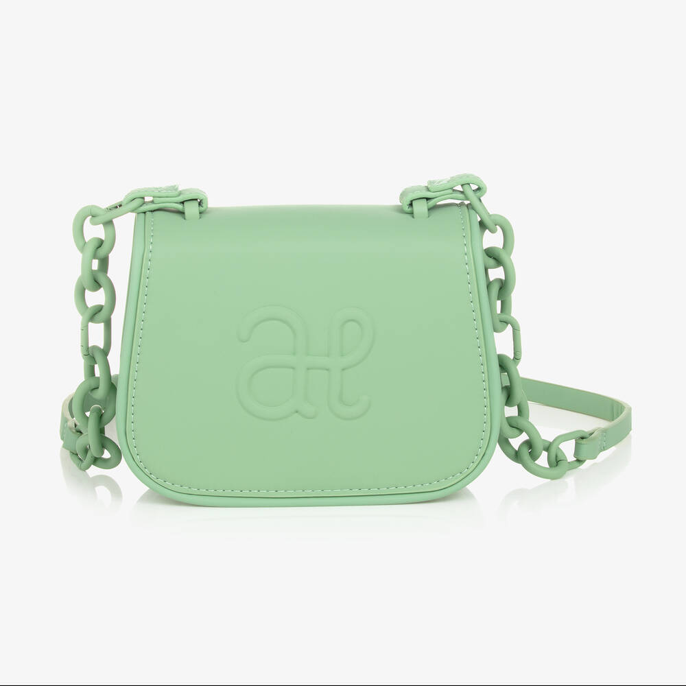 Abel & Lula - Girls Green Monogram Shoulder Bag (18cm) | Childrensalon