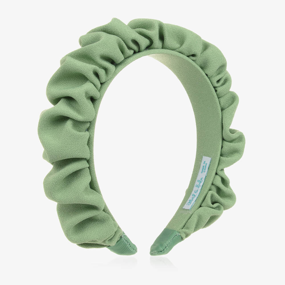 Abel & Lula - Girls Green Ruffle Hairband | Childrensalon