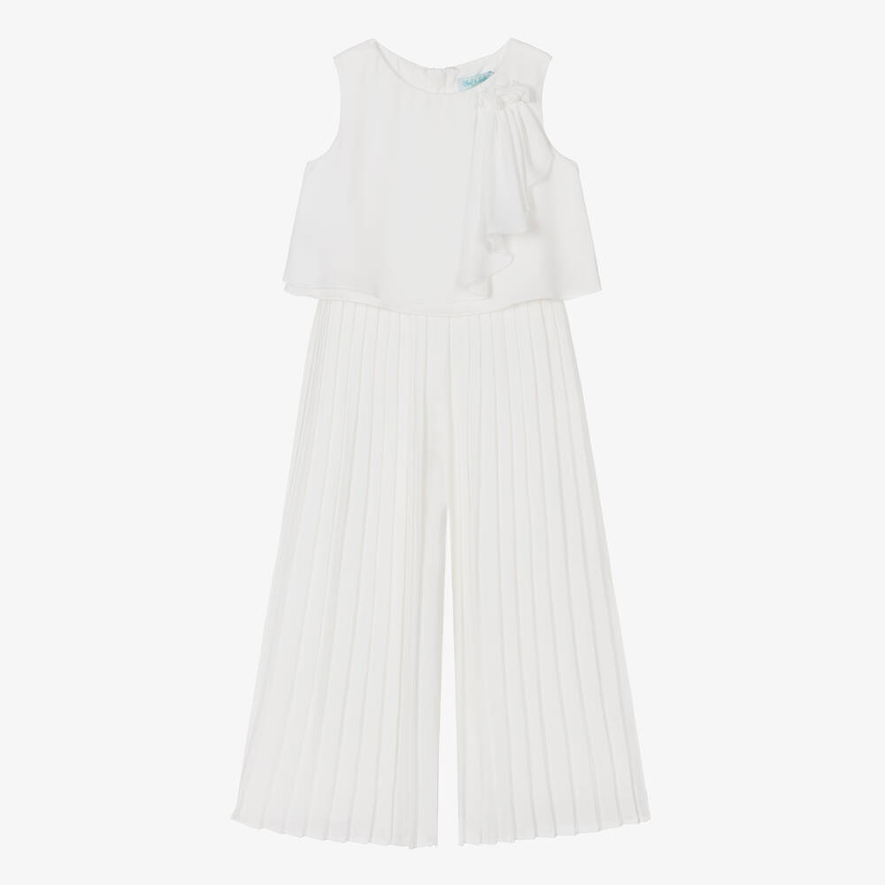 Abel & Lula - Girls Ivory Crêpe Chiffon Trouser Set | Childrensalon