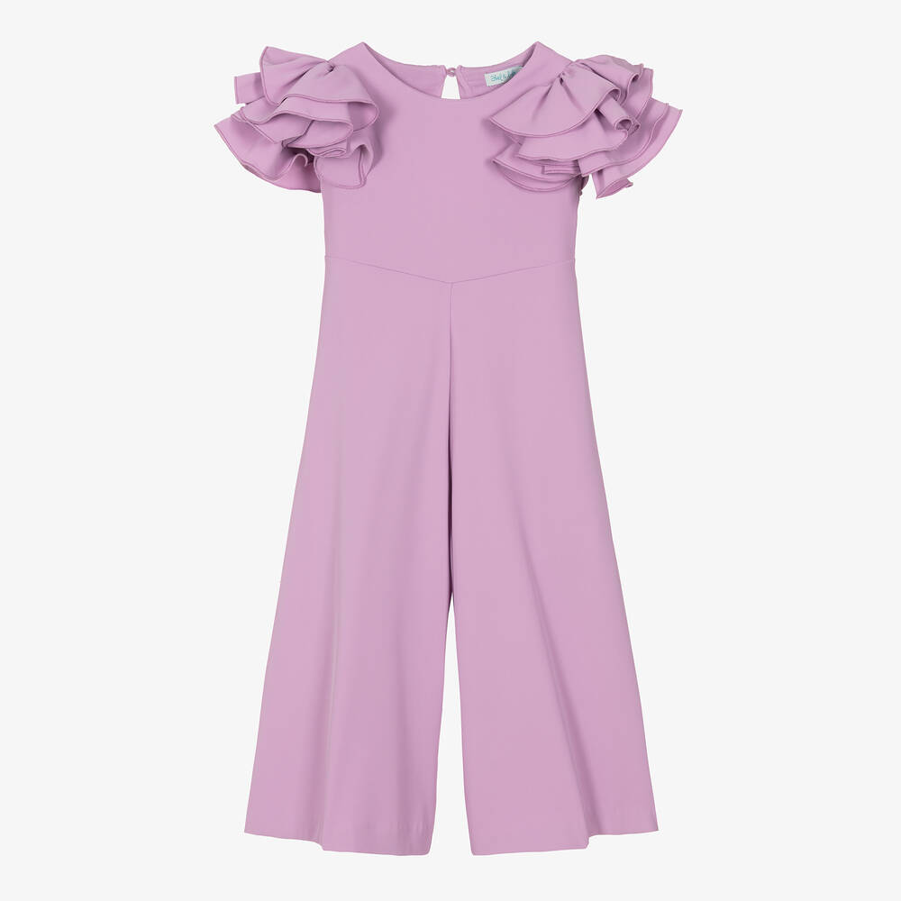 Abel & Lula - Girls Lilac Purple Jumpsuit | Childrensalon