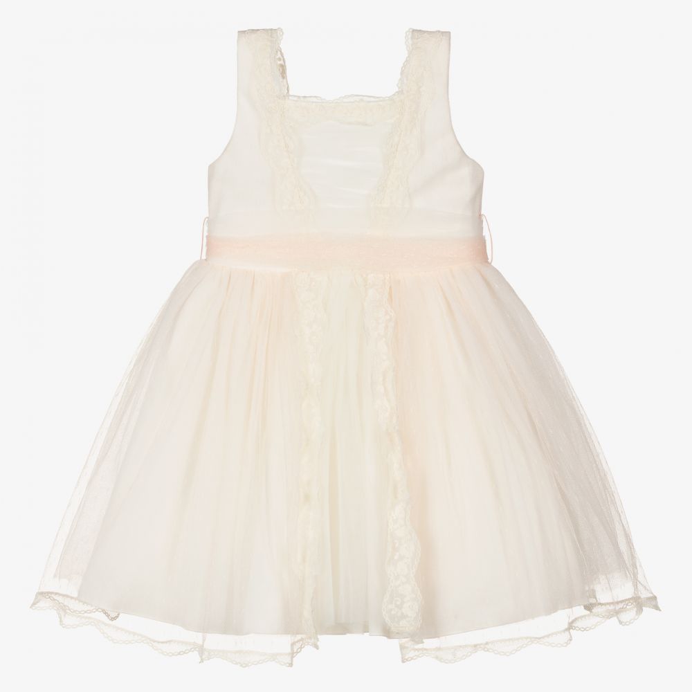 Abel & Lula - Girls Pink & Ivory Tulle Dress | Childrensalon Outlet