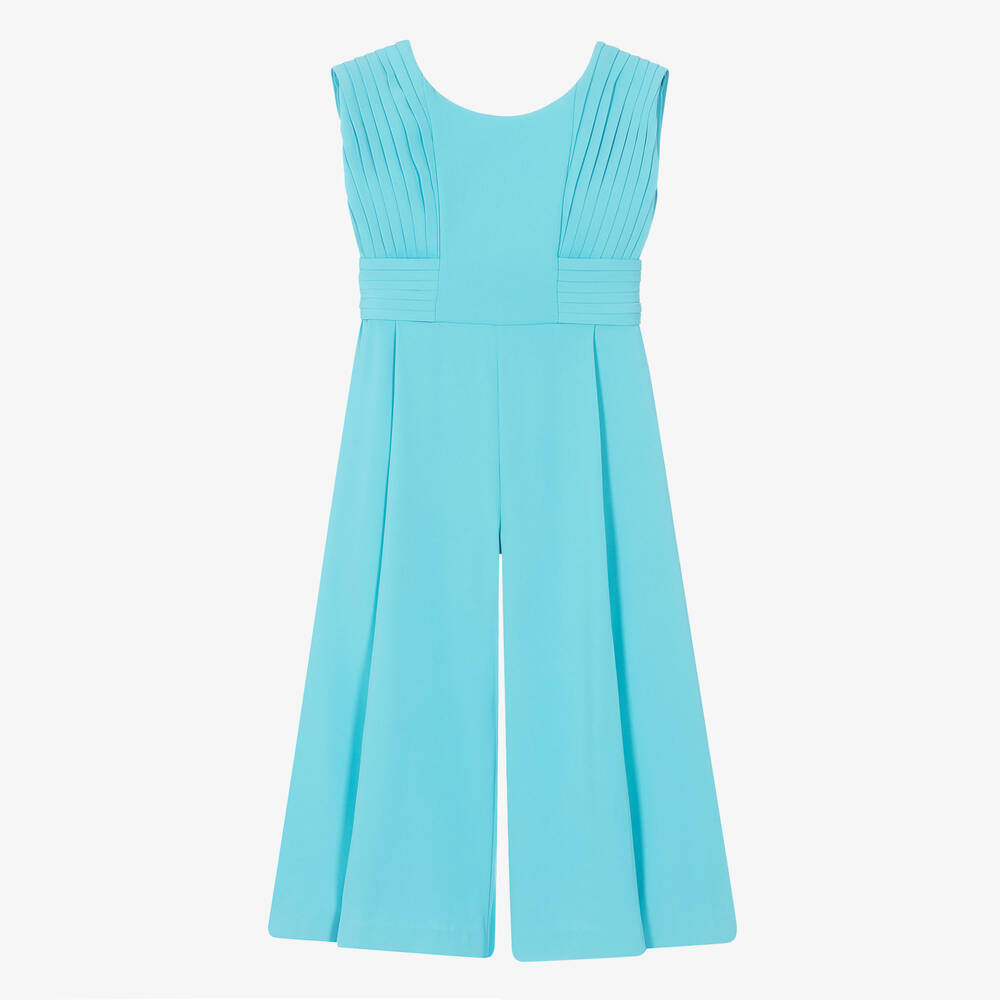 Abel & Lula - Girls Sky Blue Jumpsuit | Childrensalon