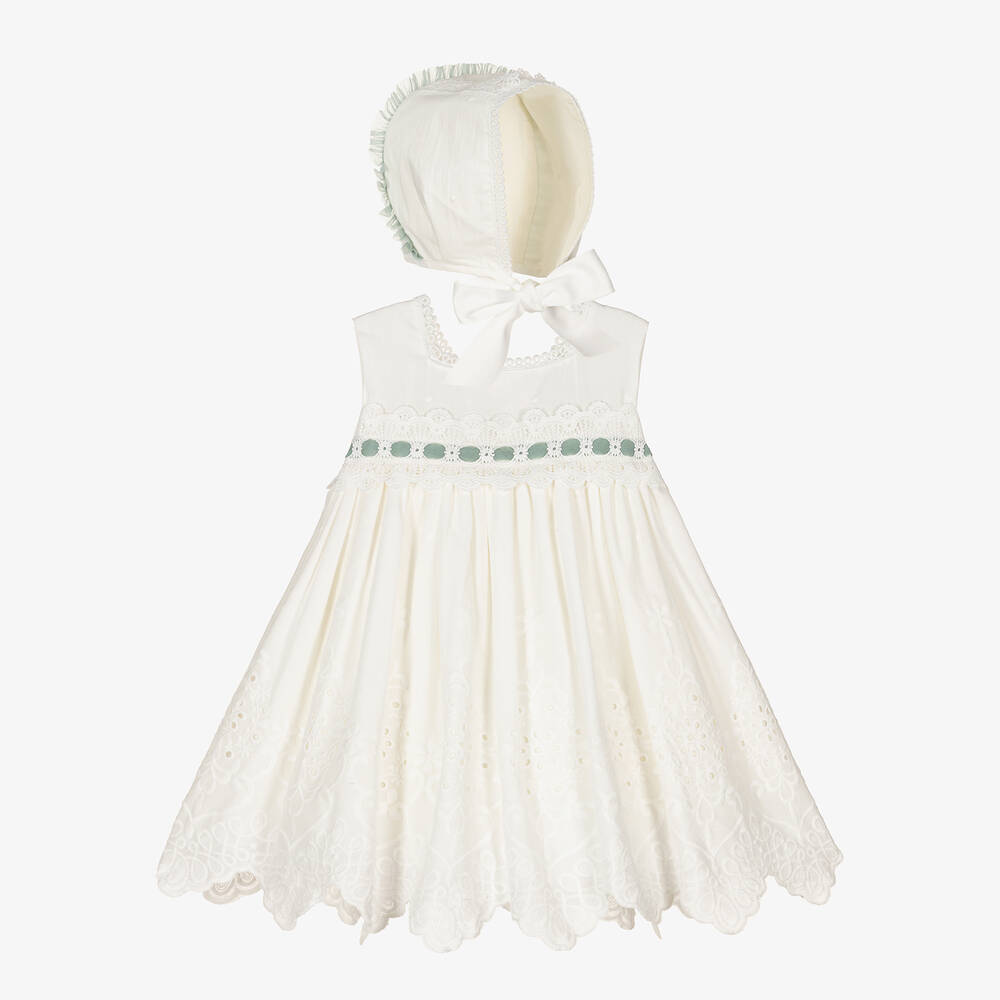 Abuela Tata - Baby Girls Ivory Embroidered Dress Set | Childrensalon