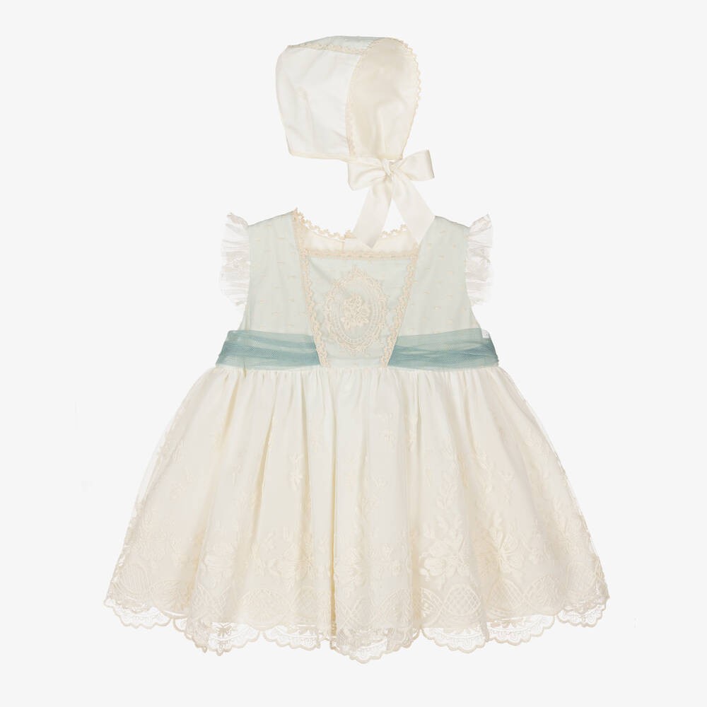 Abuela Tata - Baby Girls Ivory & Green Tulle Dress Set | Childrensalon