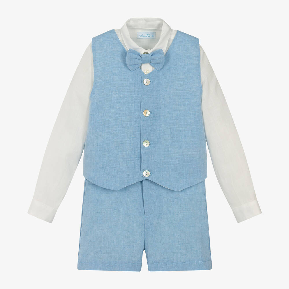 Abuela Tata - Boys Blue Cotton Shorts Set | Childrensalon