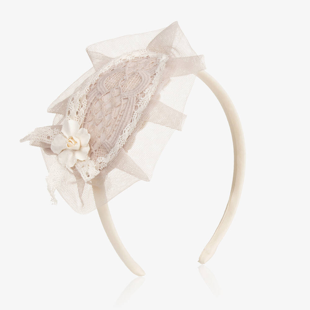 Abuela Tata - Girls Beige Lace Hairband | Childrensalon