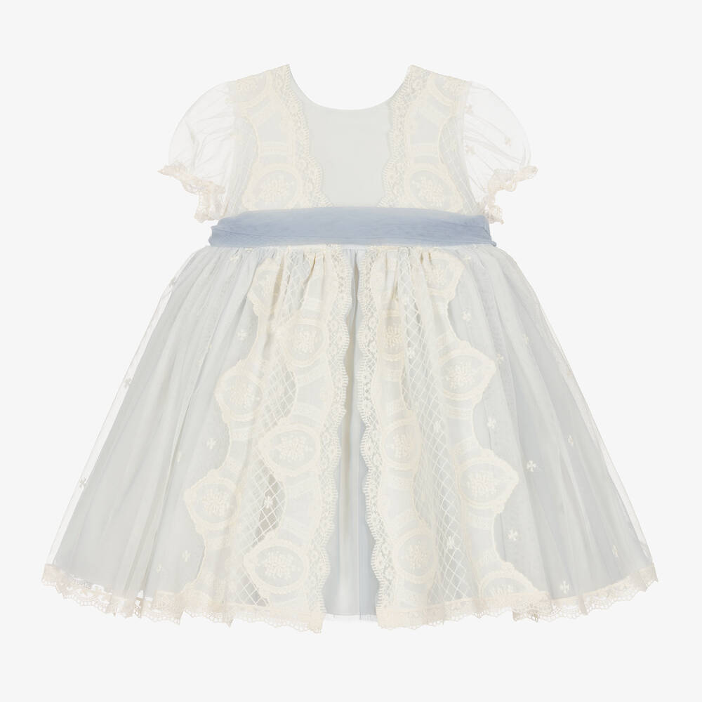 Abuela Tata - Girls Blue Tulle & Lace Dress | Childrensalon