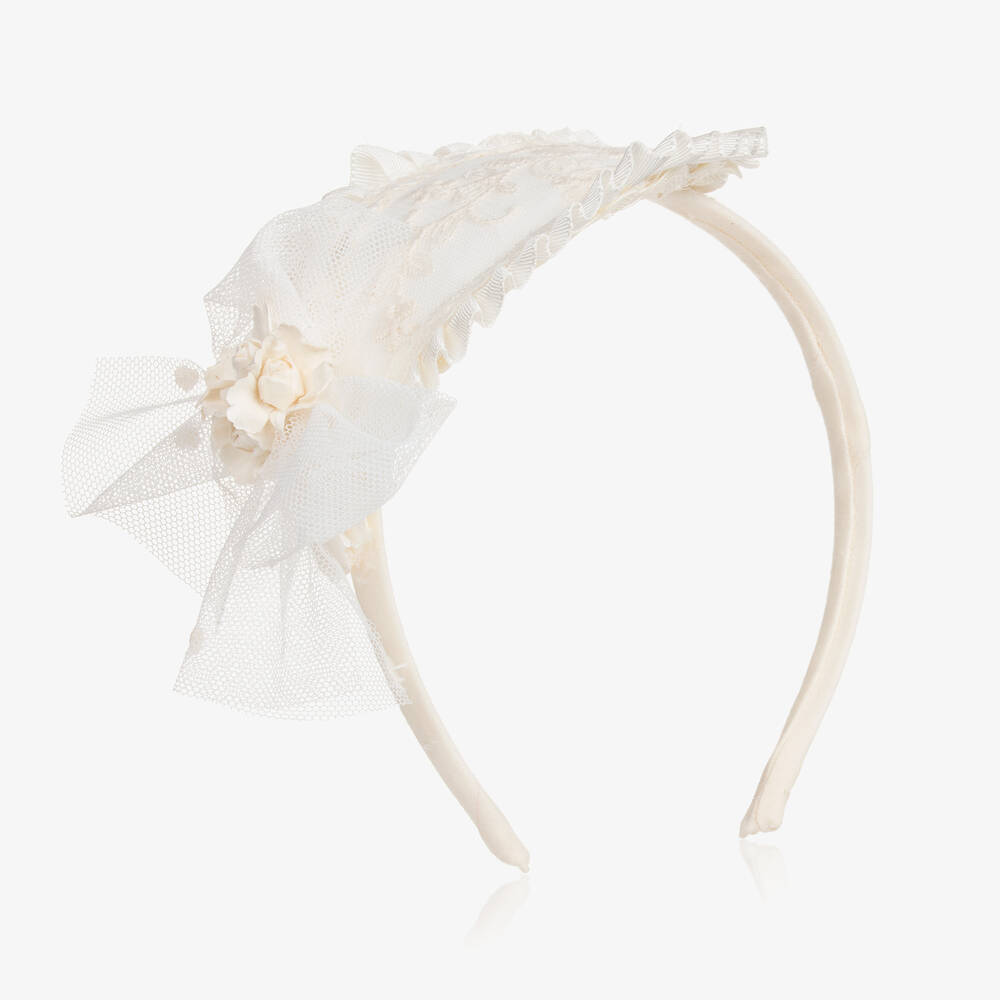 Abuela Tata - Girls Ivory Embroidered Lace Hairband | Childrensalon