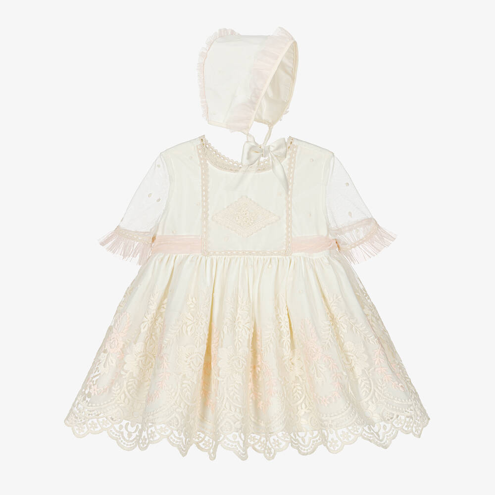 Abuela Tata - Ensemble robe ivoire à fleurs fille | Childrensalon