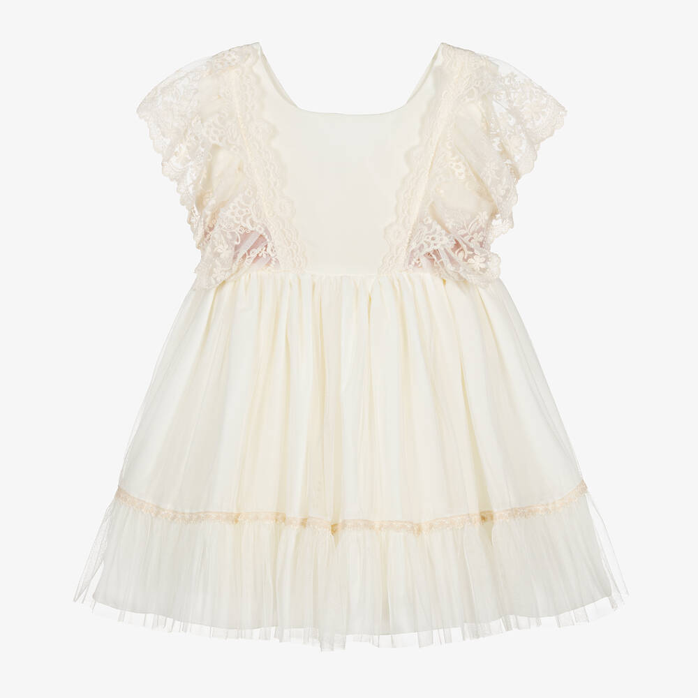 Abuela Tata - Robe ivoire en tulle et dentelle fille | Childrensalon