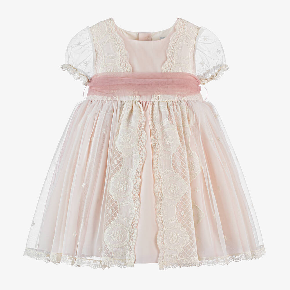 Abuela Tata - Girls Pink Lace & Tulle Dress | Childrensalon