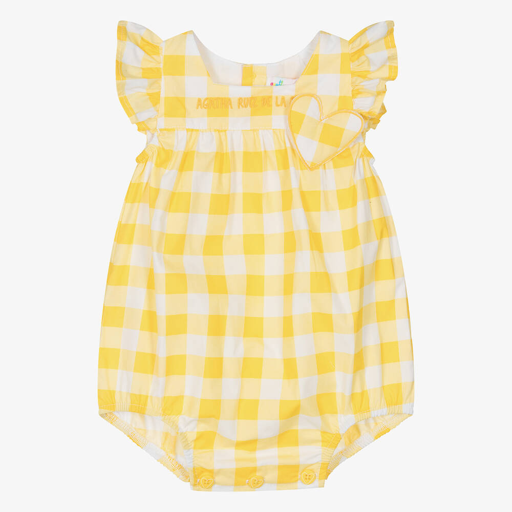 Agatha Ruiz de la Prada - Baby Girls Yellow Gingham Cotton Shortie | Childrensalon