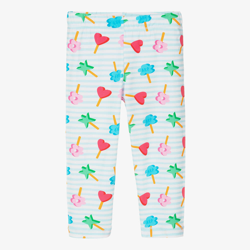 Agatha Ruiz de la Prada - Girls Blue Stripe Cotton Lollipop Leggings | Childrensalon