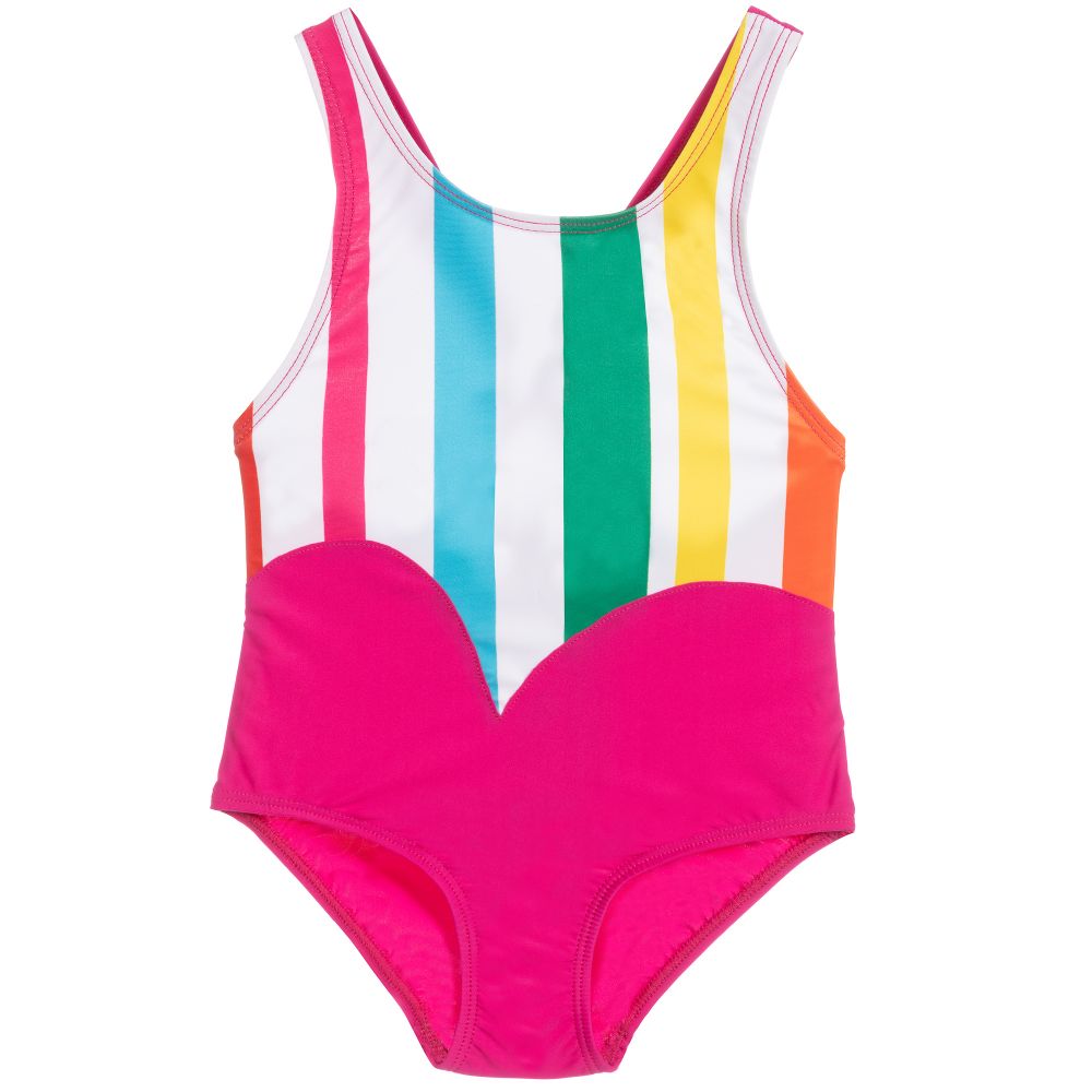 Agatha Ruiz de la Prada - Girls Pink Striped Swimsuit | Childrensalon