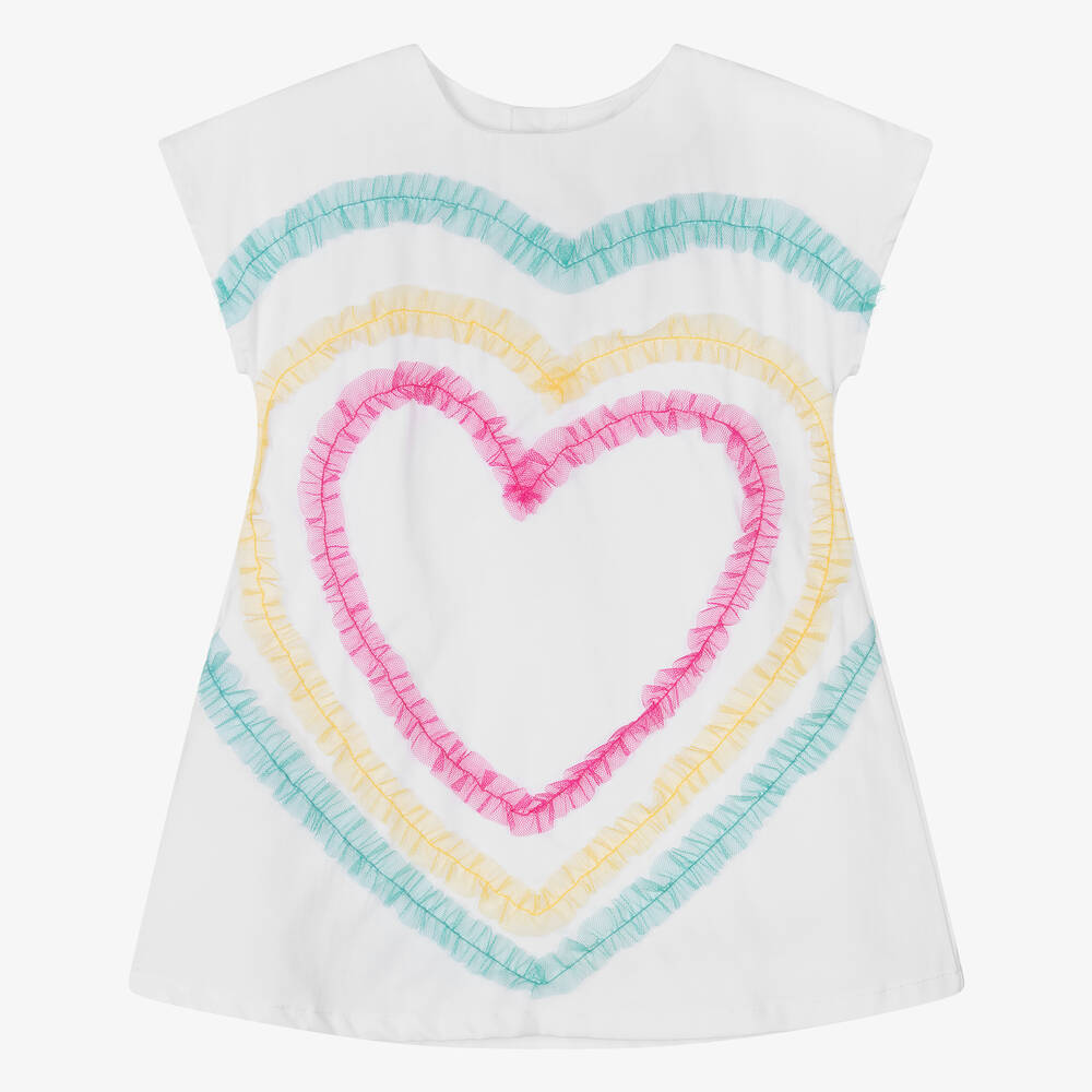 Agatha Ruiz de la Prada - Girls White Cotton & Tulle Heart Dress | Childrensalon