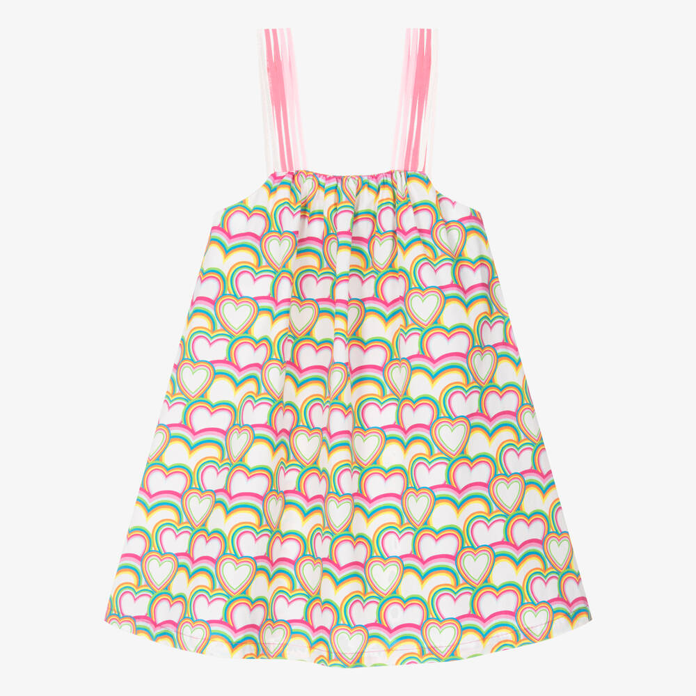 Agatha Ruiz de la Prada - Girls White & Pink Cotton Heart Dress | Childrensalon